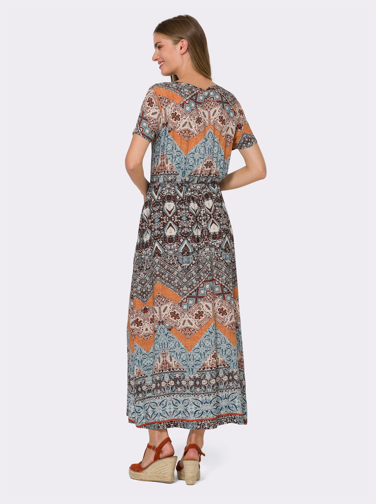 heine Druckkleid - papaya-rotbraun-bedruckt
