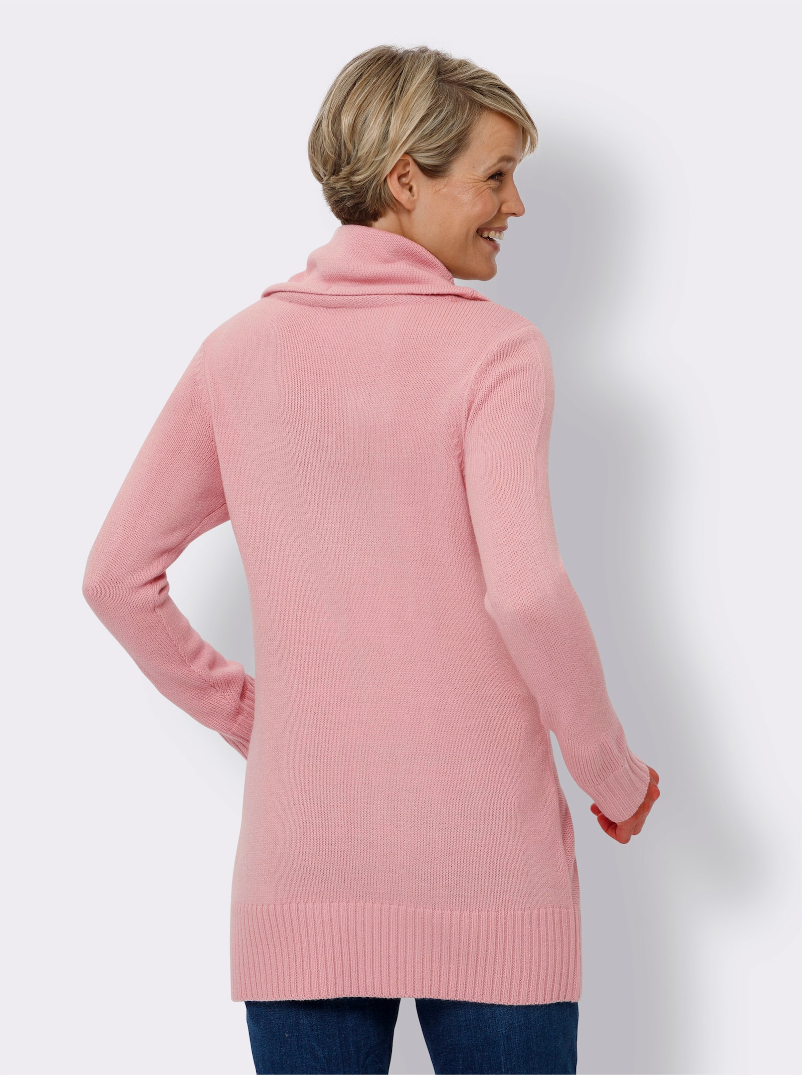 Longpullover mit aufgesetzten Taschen - hortensie