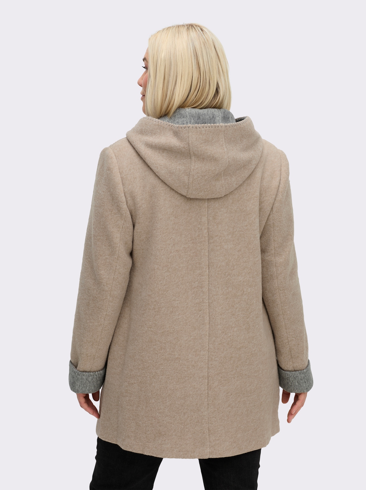 Kapuzenjacke in Woll-Optik - stein