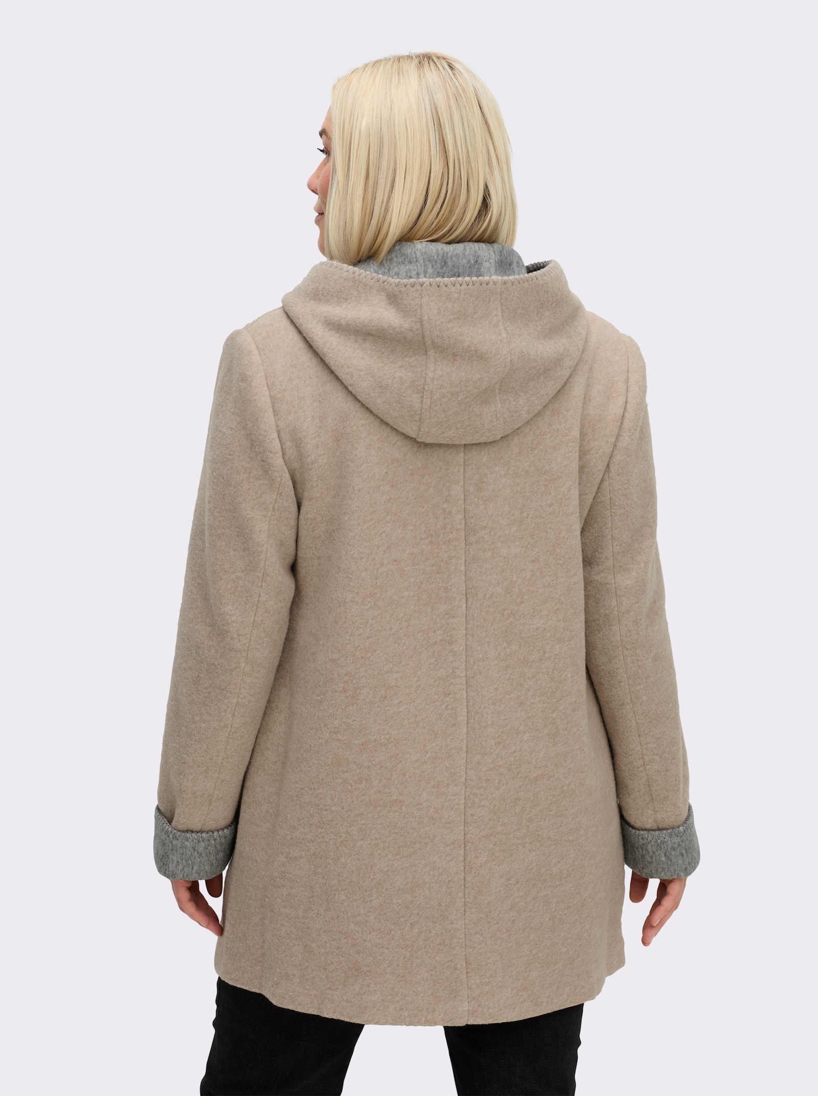 Kapuzenjacke in Woll-Optik - stein