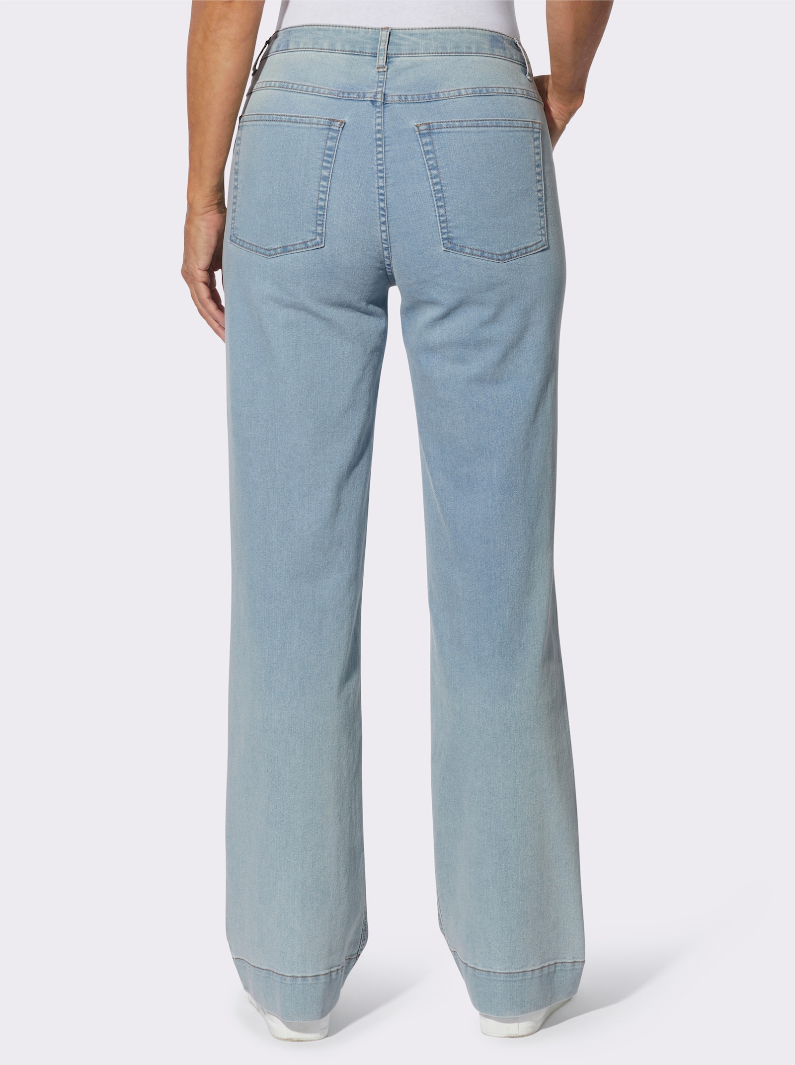 Jeans mit weitem Bein - blue-bleached