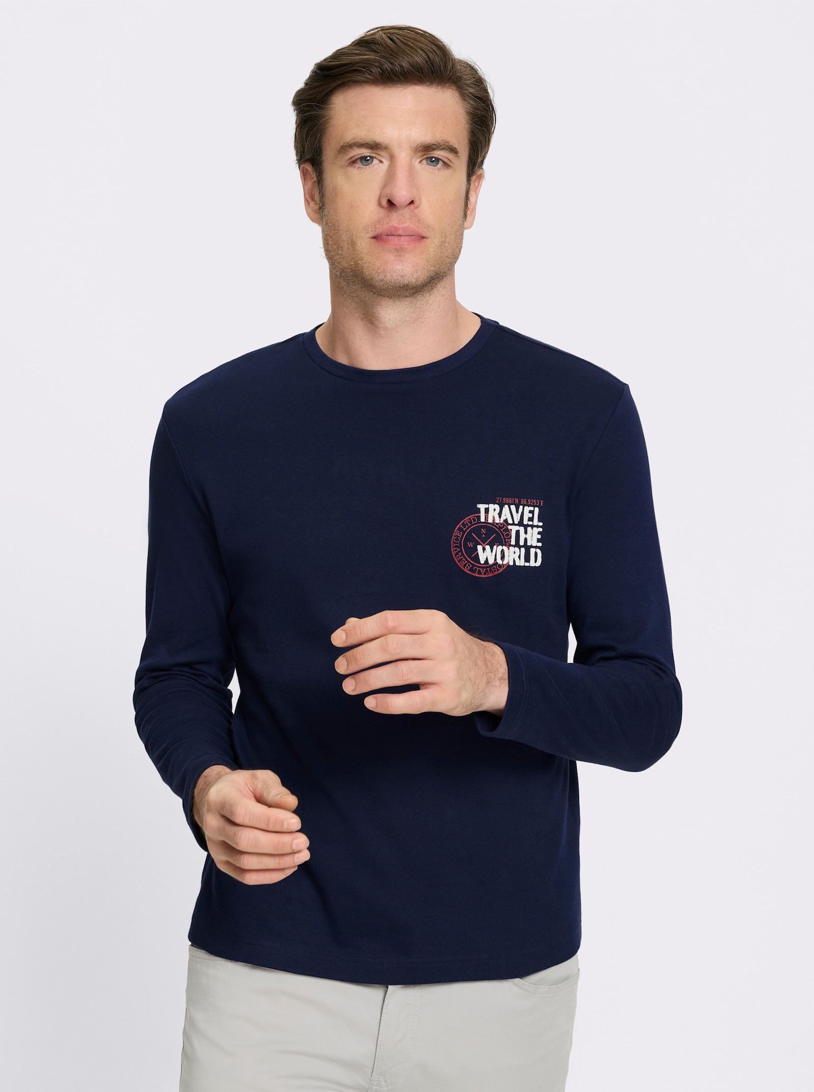 Catamaran Langarmshirt - marine-bedruckt