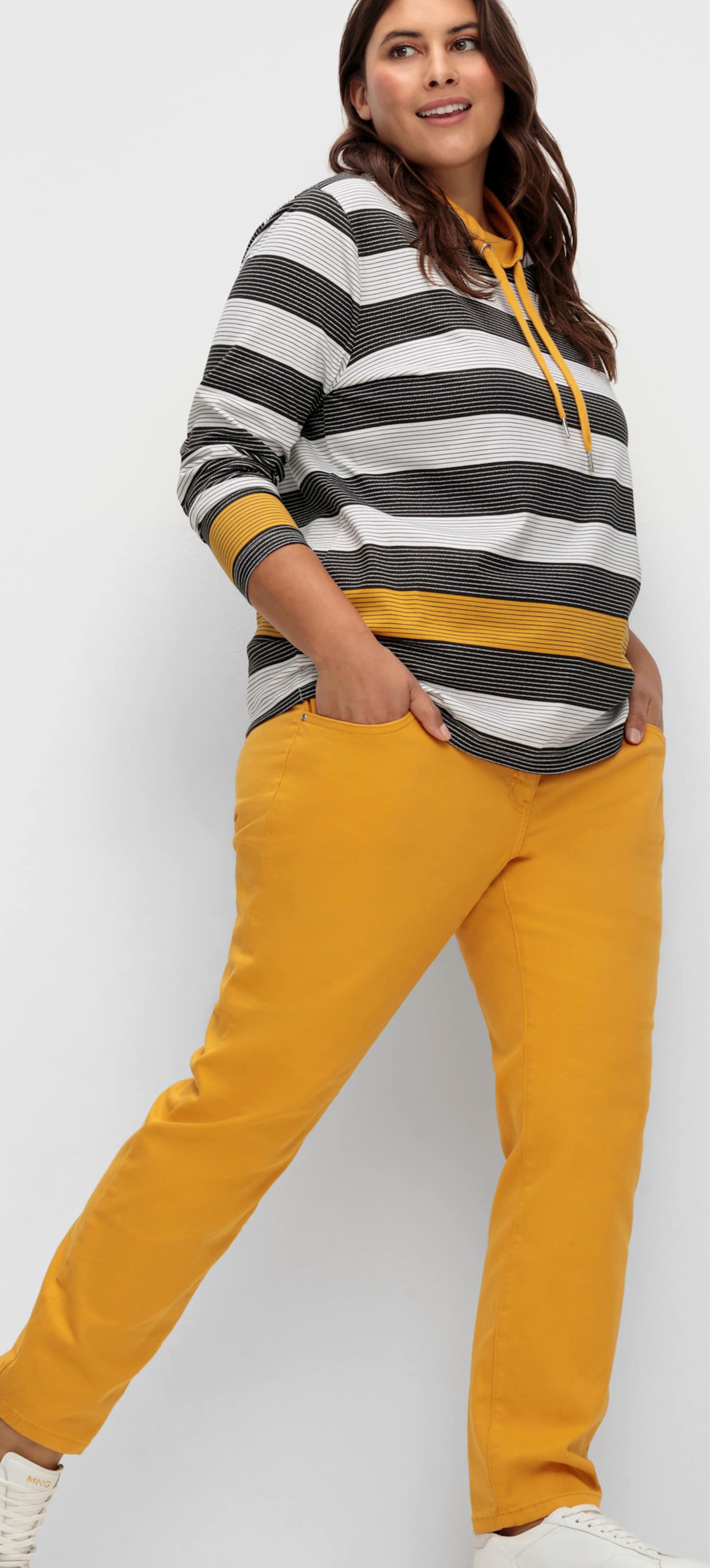 Stretch-Hose mit Passformsattel vorne und hinten - ocker