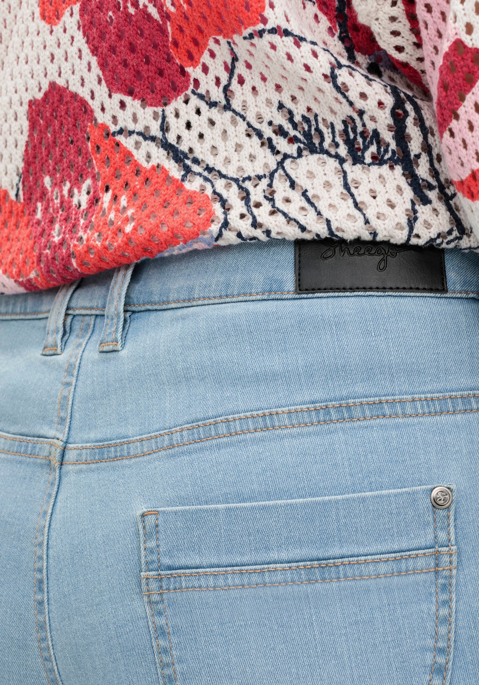 sheego Bootcut jeans met 3D-catfaces - light blue-denim