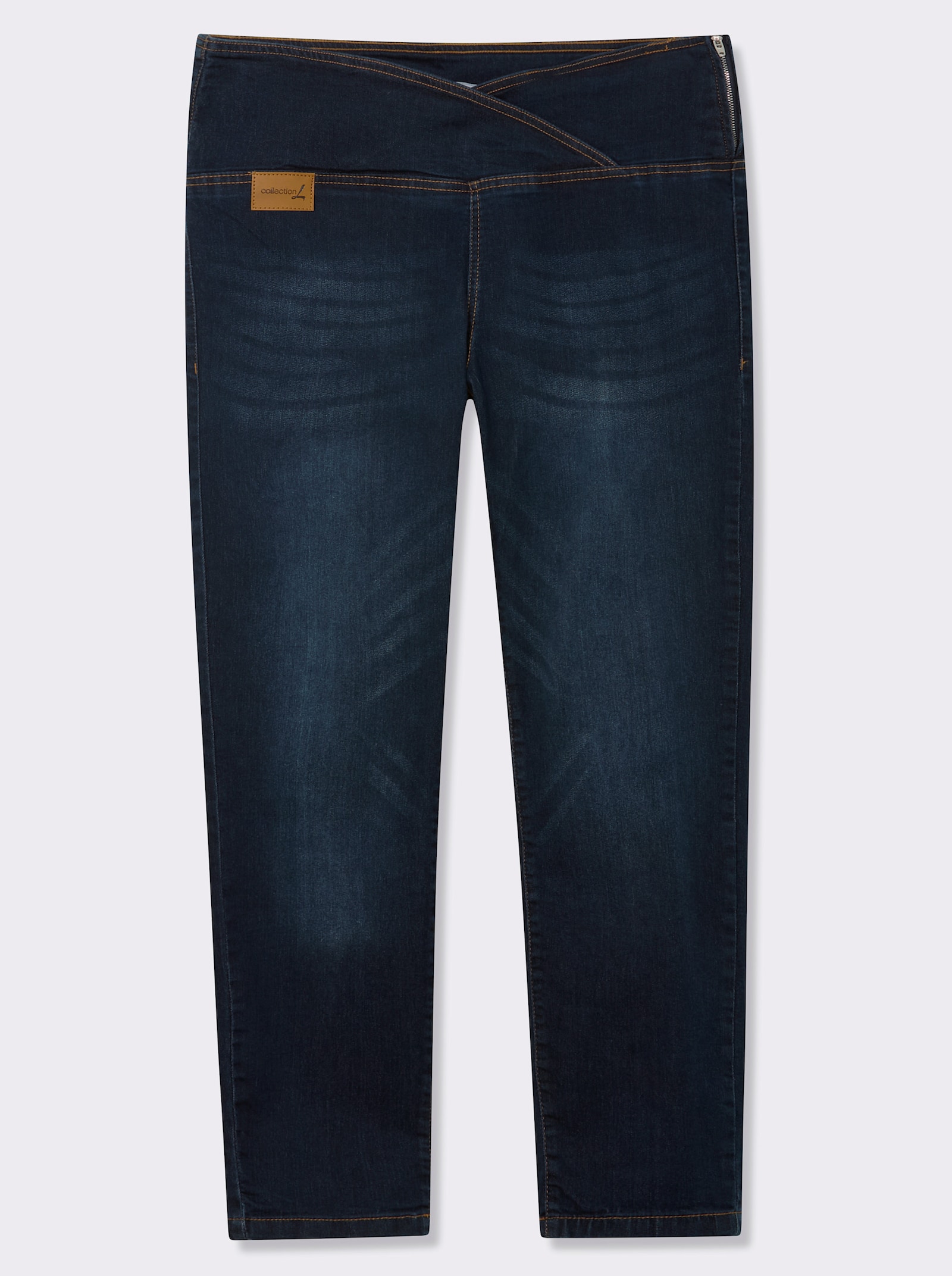 Stretch-Jeans mit überlappendem Bund - blue-stone-washed
