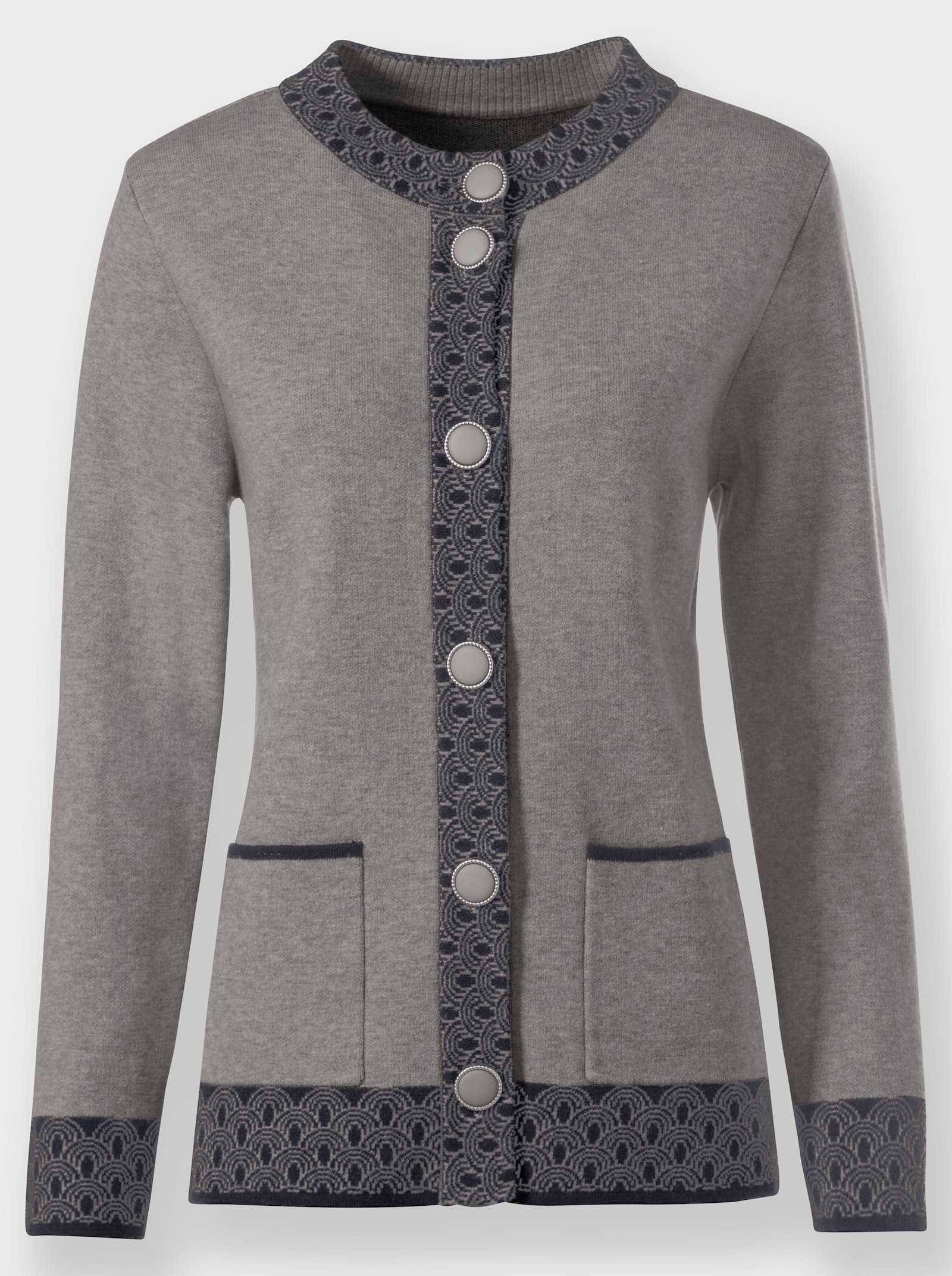 Strickjacke mit Modal-Anteil - grau-meliert