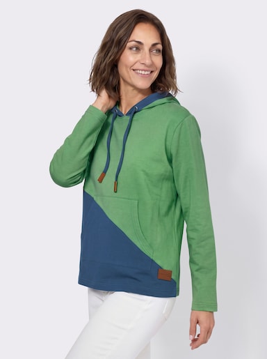 Sweatshirt mit Kapuze - apfel-jeansblau