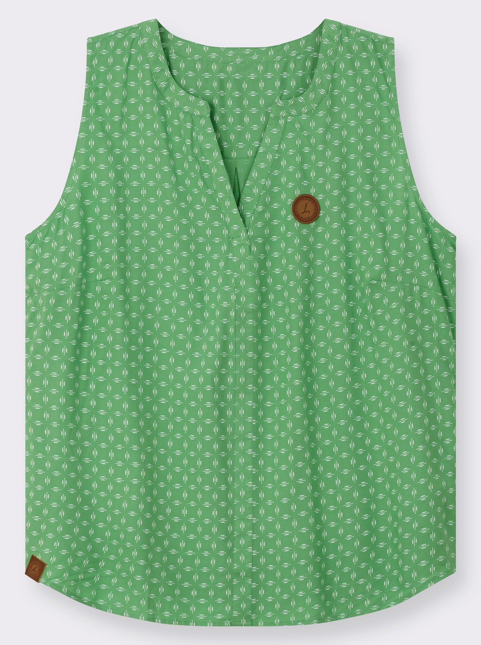 Blusentop mit Blende im Vorderteil - apfel-weiß-bedruckt