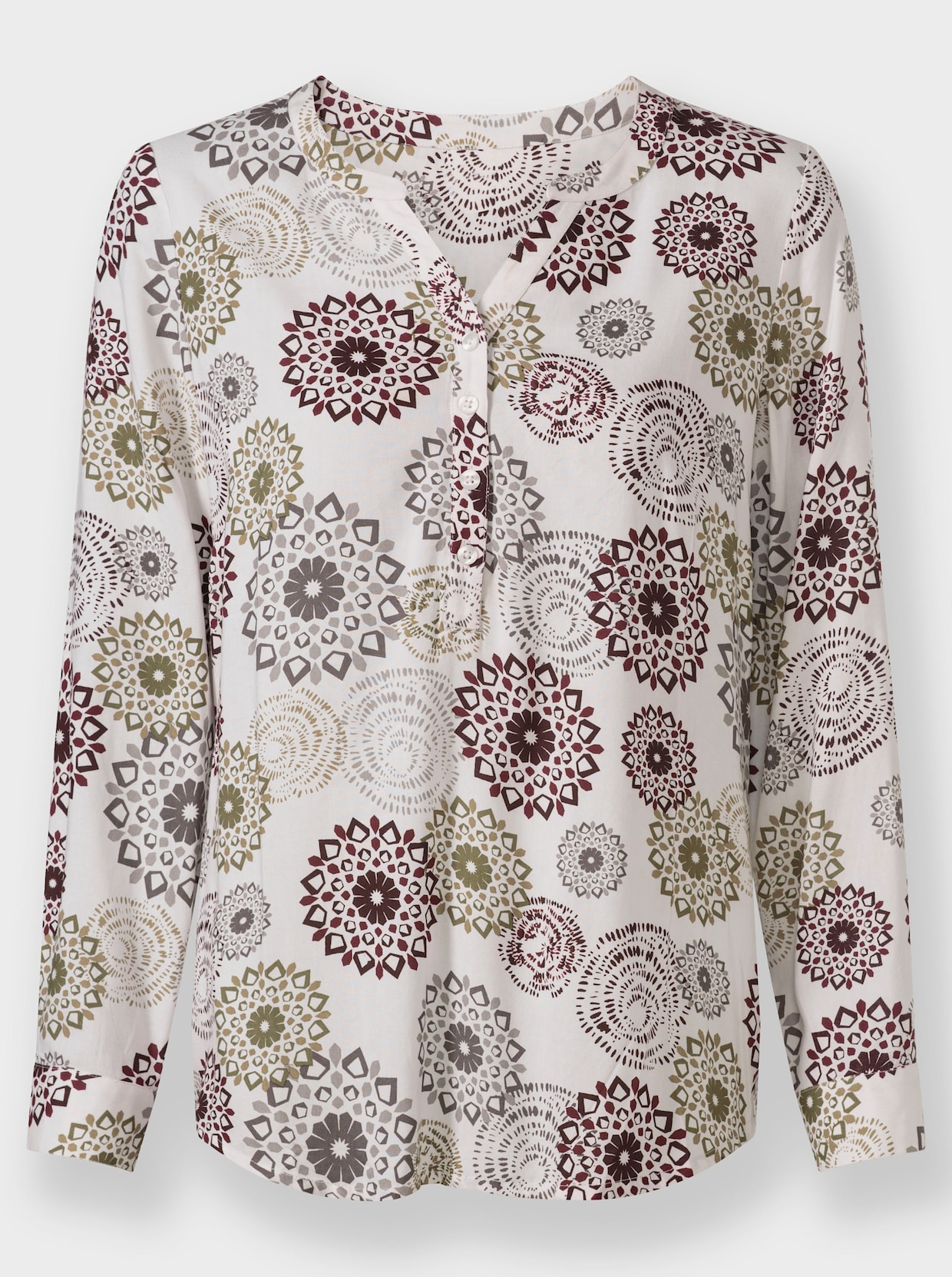 Blouse met lange mouwen - ecru/bordeaux bedrukt