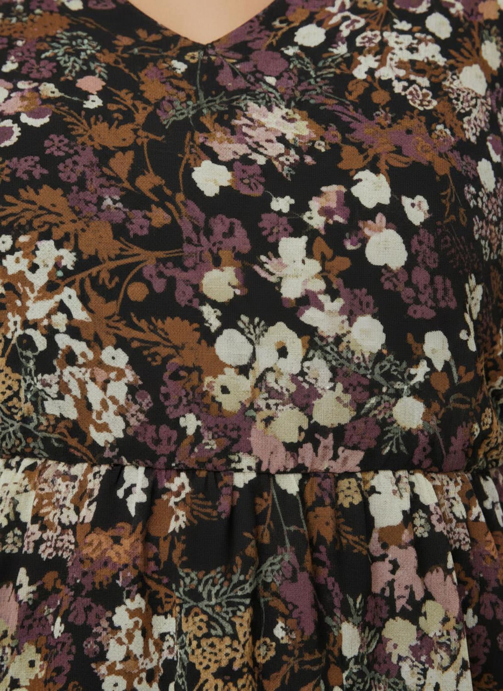 Druckkleid mit Smokabschluss an den Ärmeln - schwarz-bedruckt