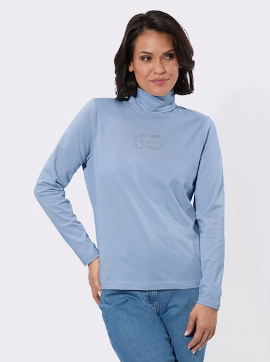 Rollkragenshirt mit Metallplättchen-Verzierung - eisblau
