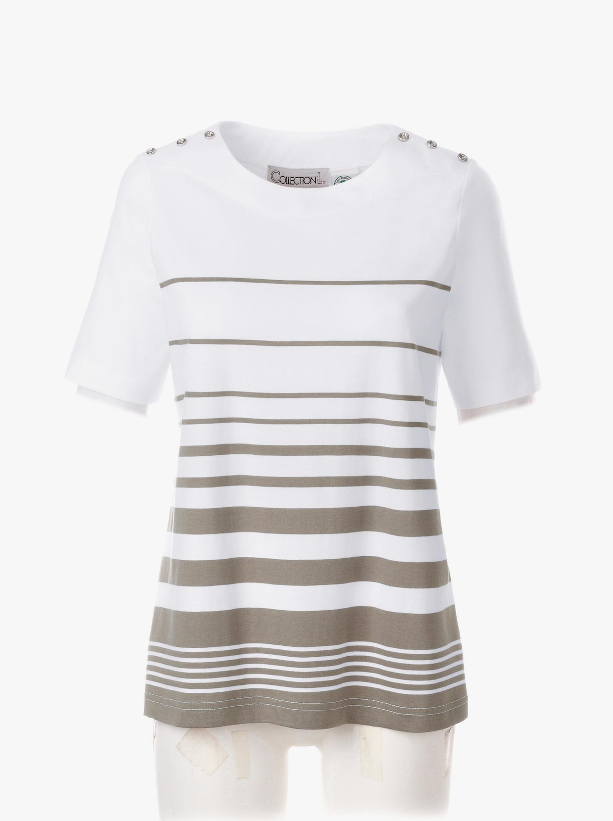 Kurzarmshirt - beige-gestreift