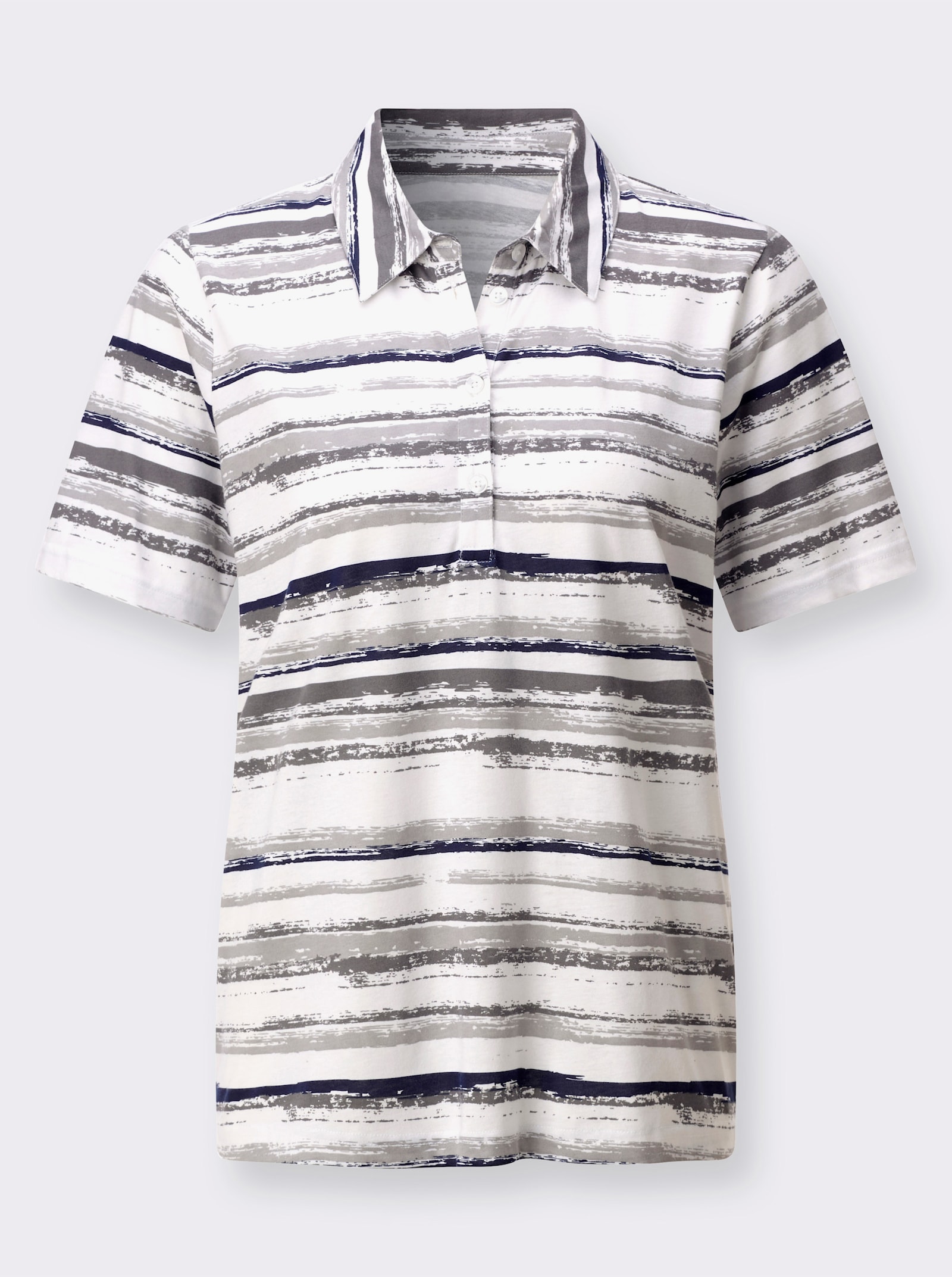 Poloshirt im Ringelmuster - anthrazit-weiß-geringelt