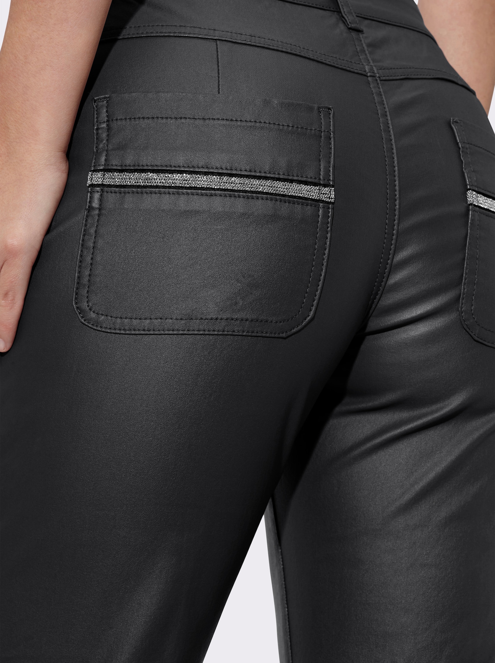 heine Ankle-Jeans mit Glanz-Beschichtung - schwarz