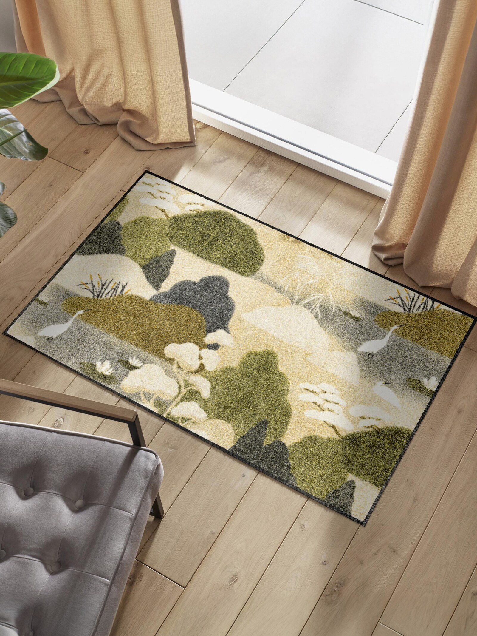 wash+dry by Kleen-Tex Fußmatte - beige-grün-gemustert