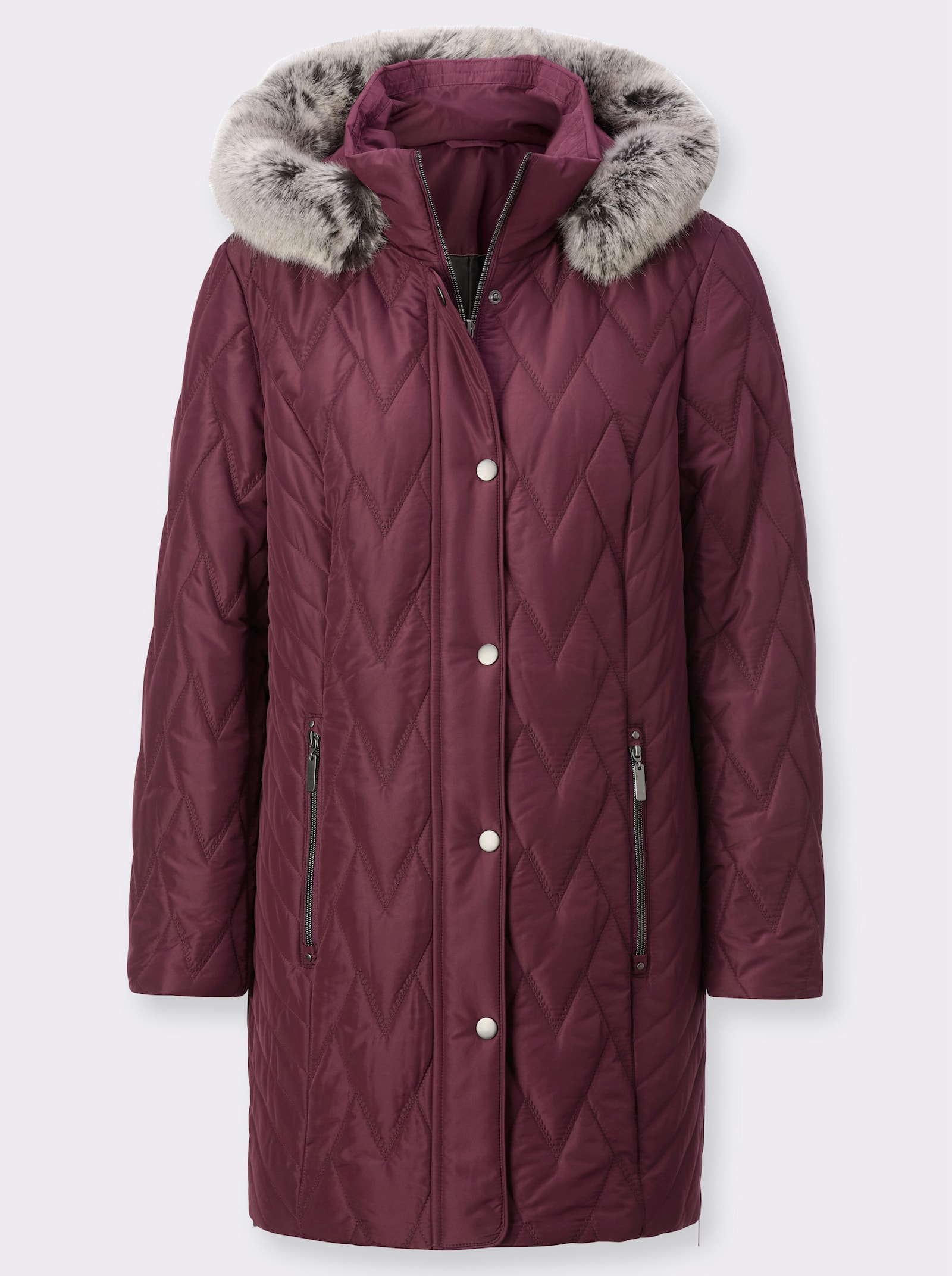 Longjacke im Steppmuster-Mix - burgund