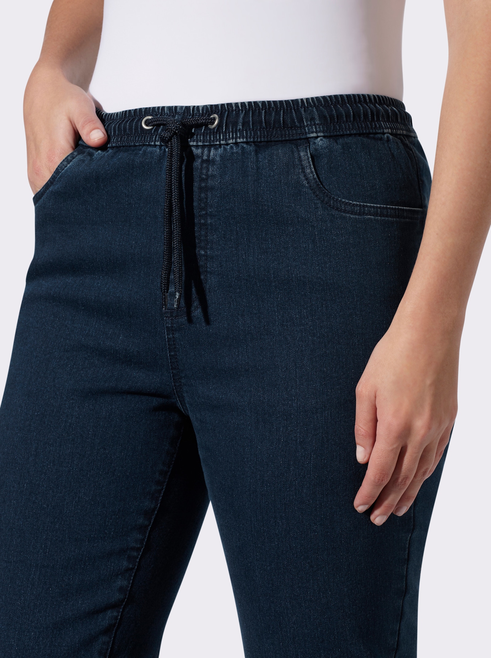 Thermojeans mit Rundum-Dehnbund - blue-stone-washed