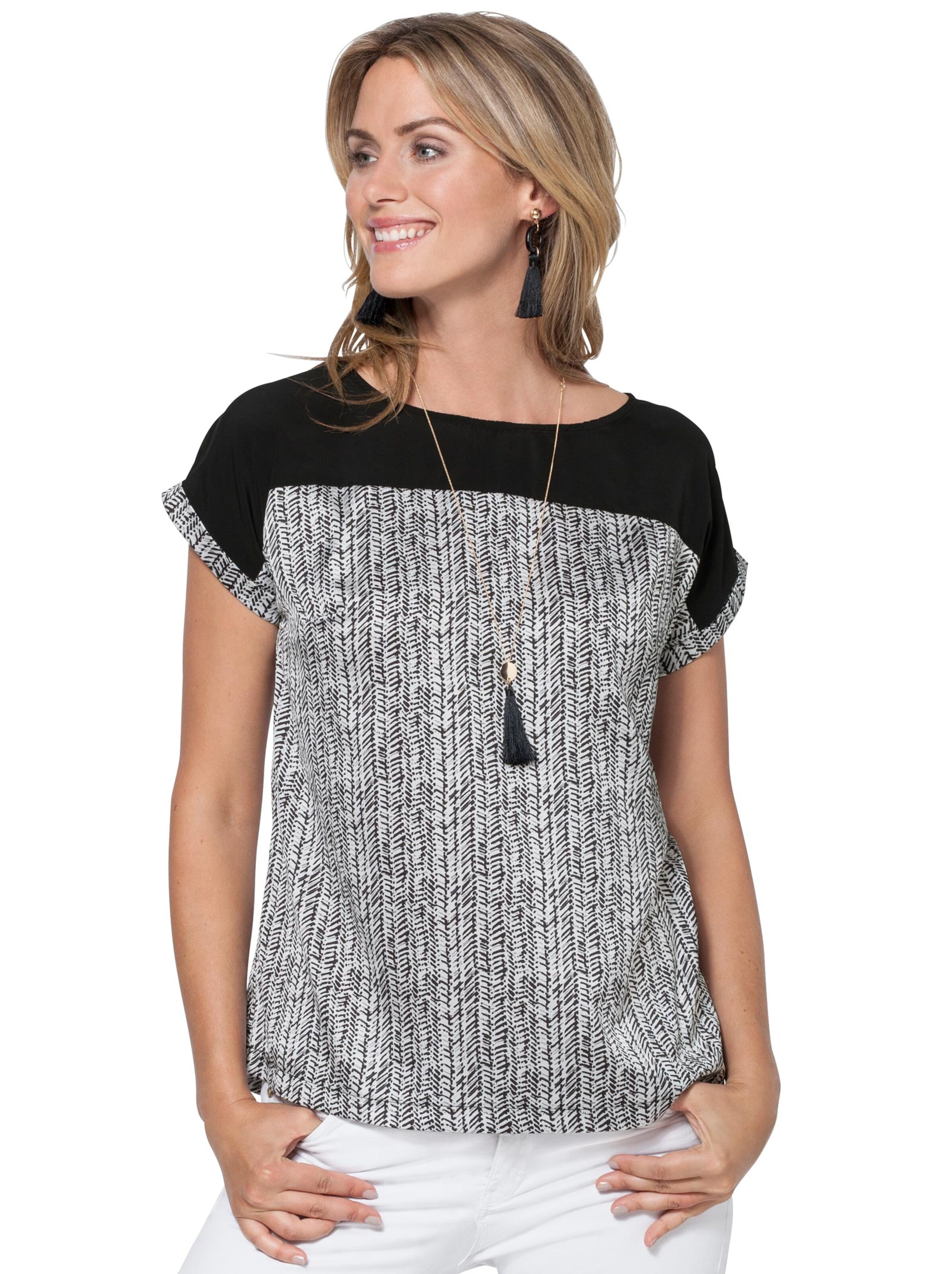 Bluse - schwarz-weiß-gemustert