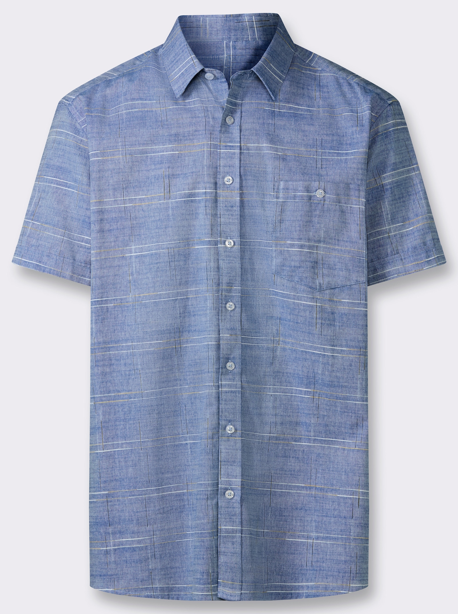 Marco Donati Kurzarmhemd mit Effektgarn - jeansblau