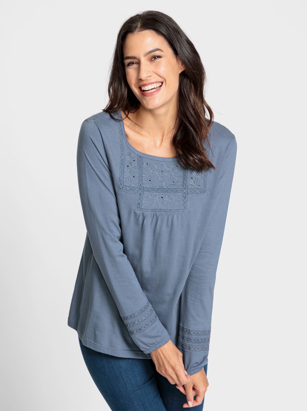 Langarmshirt - rauchblau