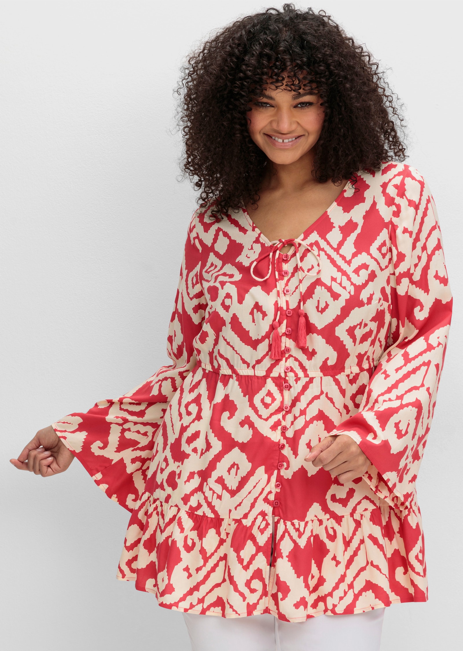 sheego by Joe Browns Volantbluse mit Grafikprint - hummer-gemustert