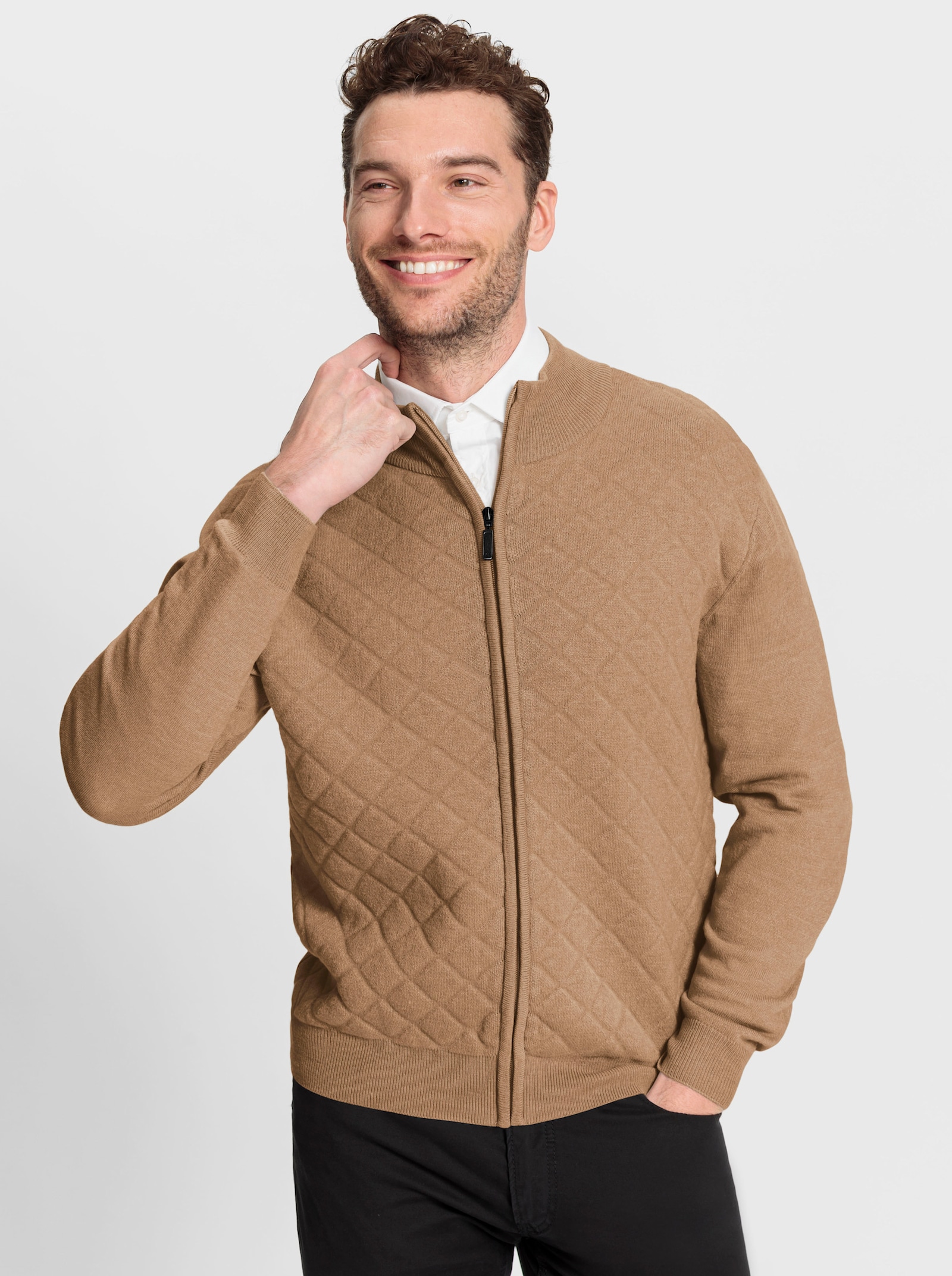 Marco Donati Strickjacke mit Reißverschluss - camel