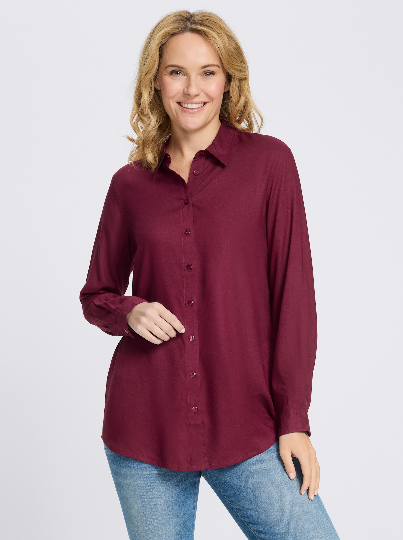 Longbluse in leichter A-Form - bordeaux