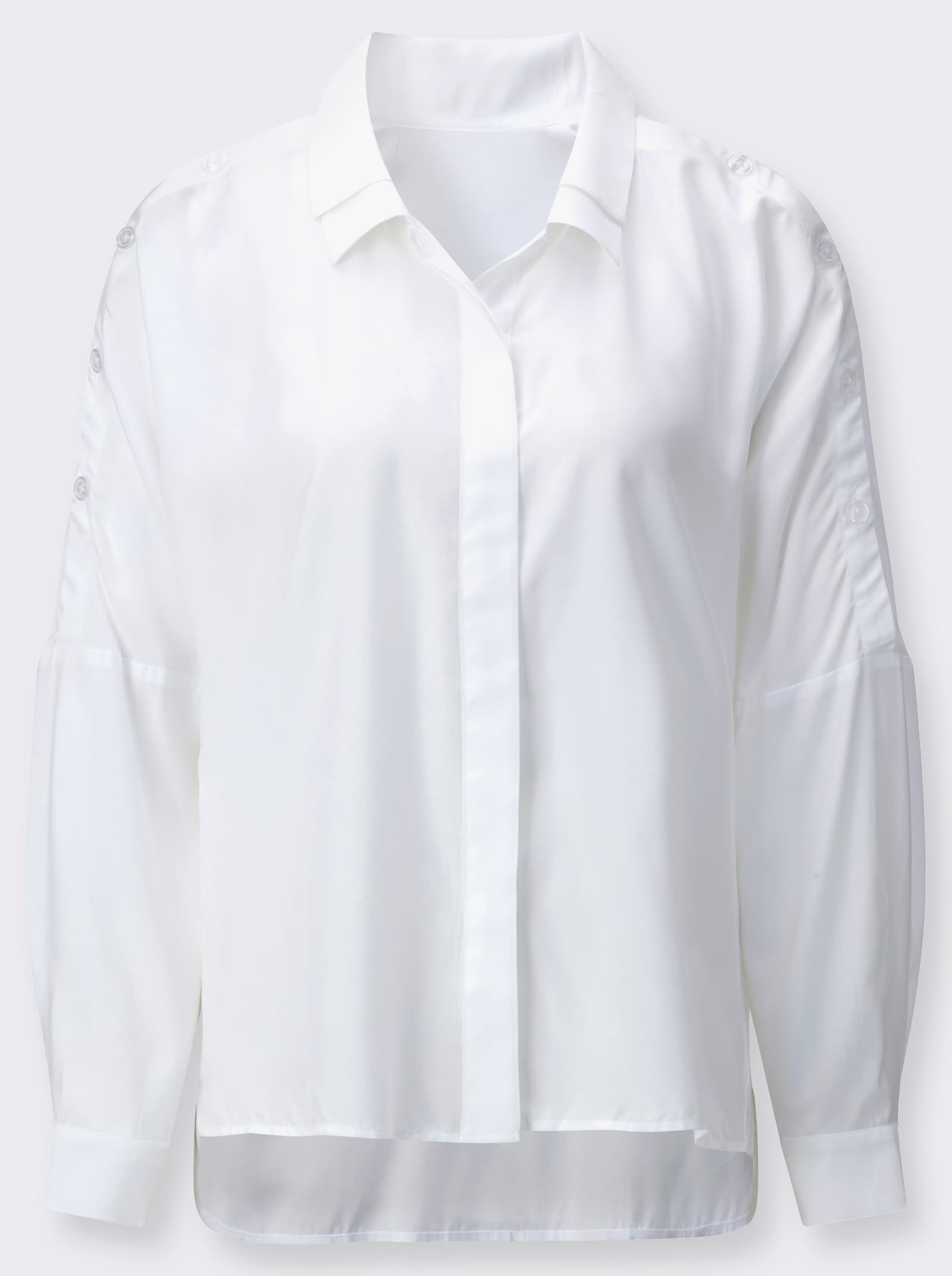 Hemdbluse mit Fledermaus-Ärmeln - weiß