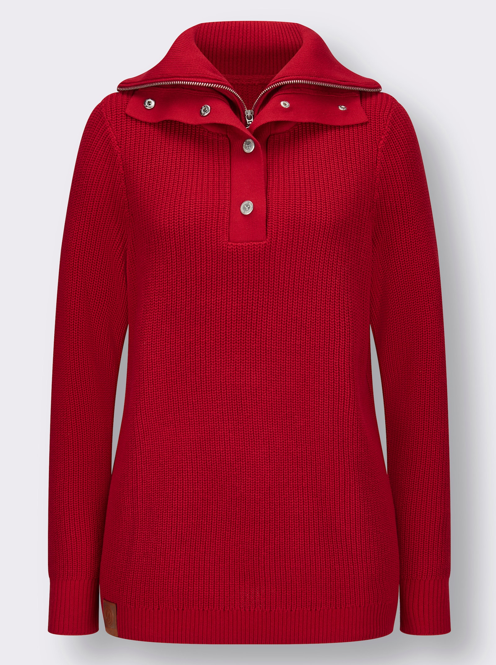 Strickpullover mit Troyerkragen - rot