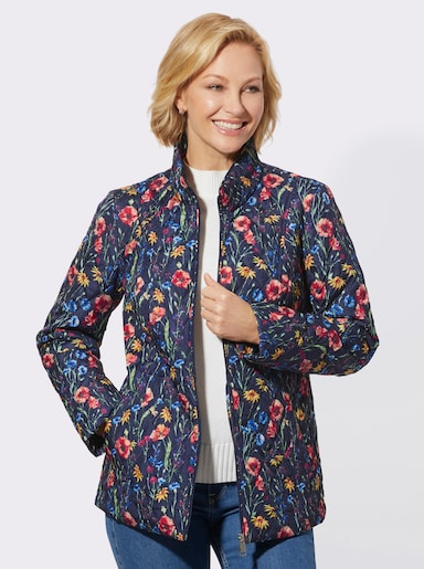 Steppjacke mit rautenförmigem Prägemuster - marine-koralle-bedruckt