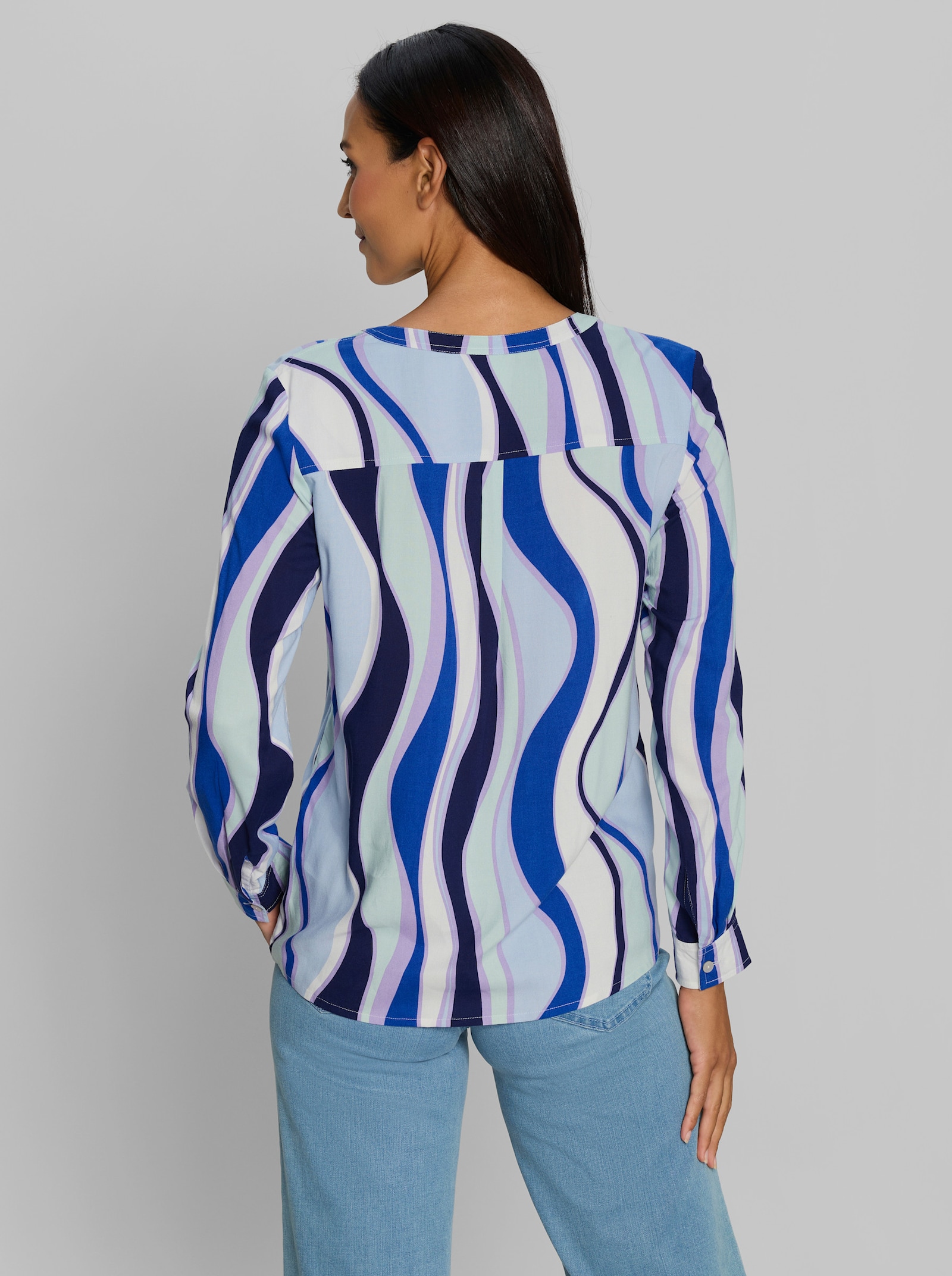 heine Schlupfbluse mit Druck-Dessin - hellblau-ecru-bedruckt