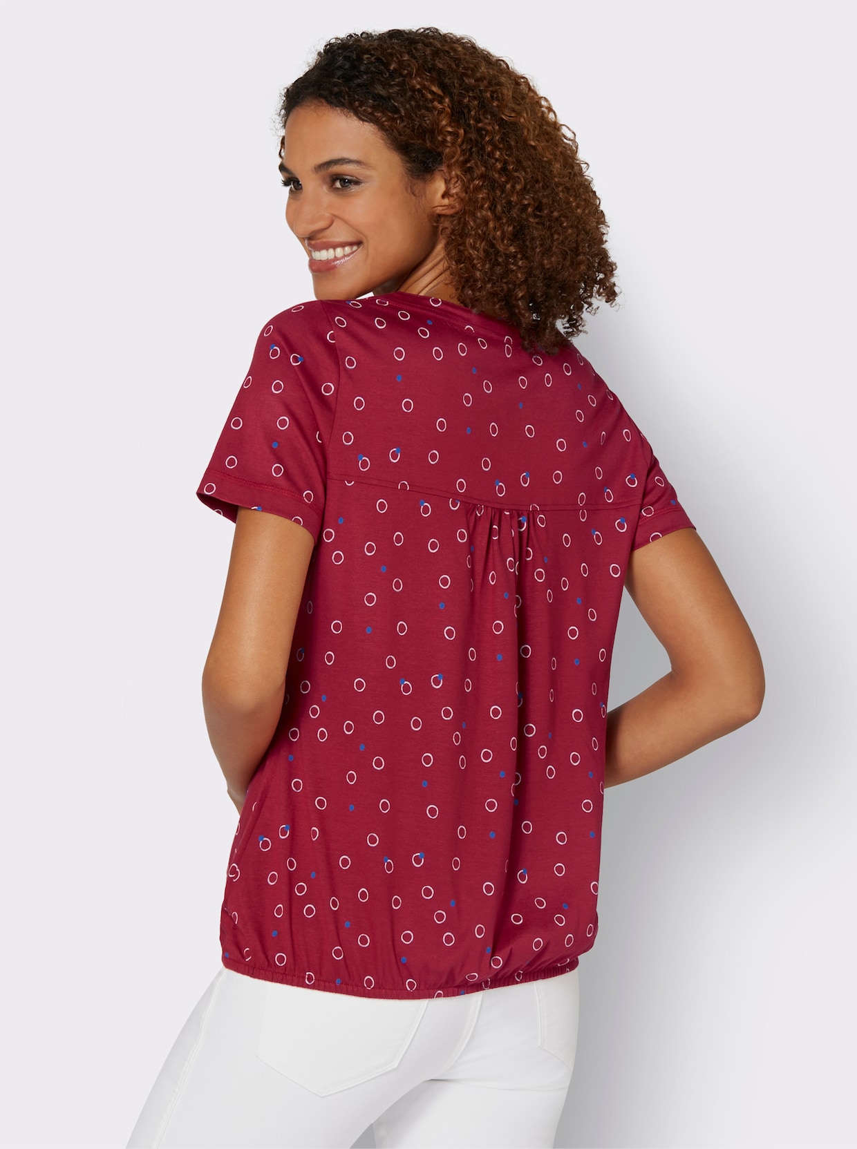 Print-Shirt - kirsche-weiss-bedruckt