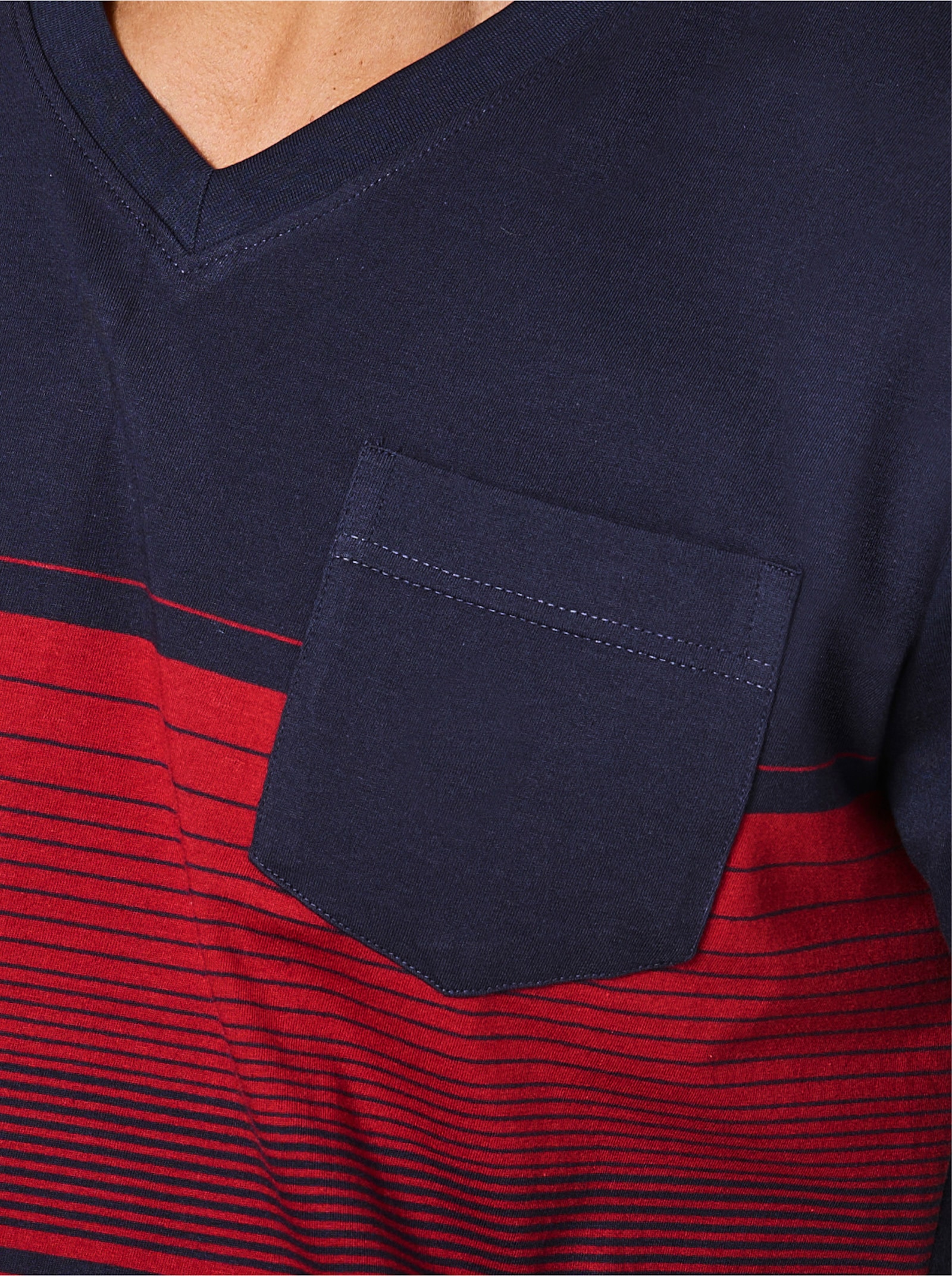 Comte Schlafanzug - marine-kirsche-geringelt