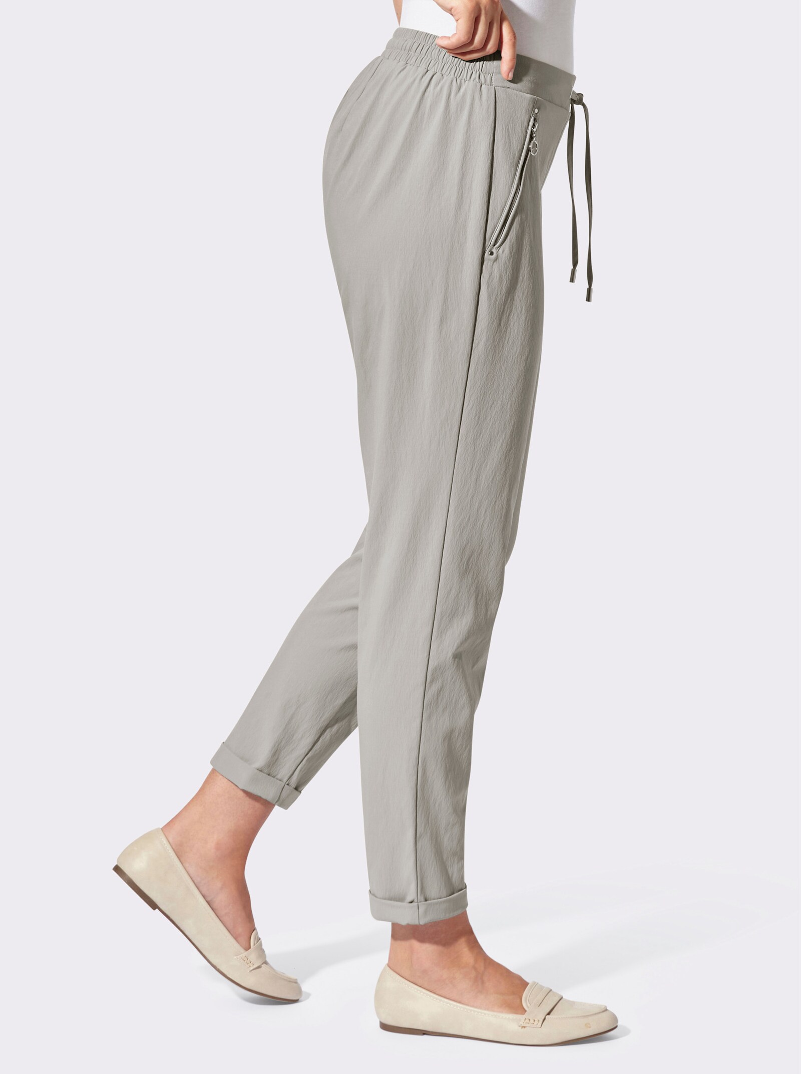 Schlupfhose mit silberfarbigen Details - hellgrau