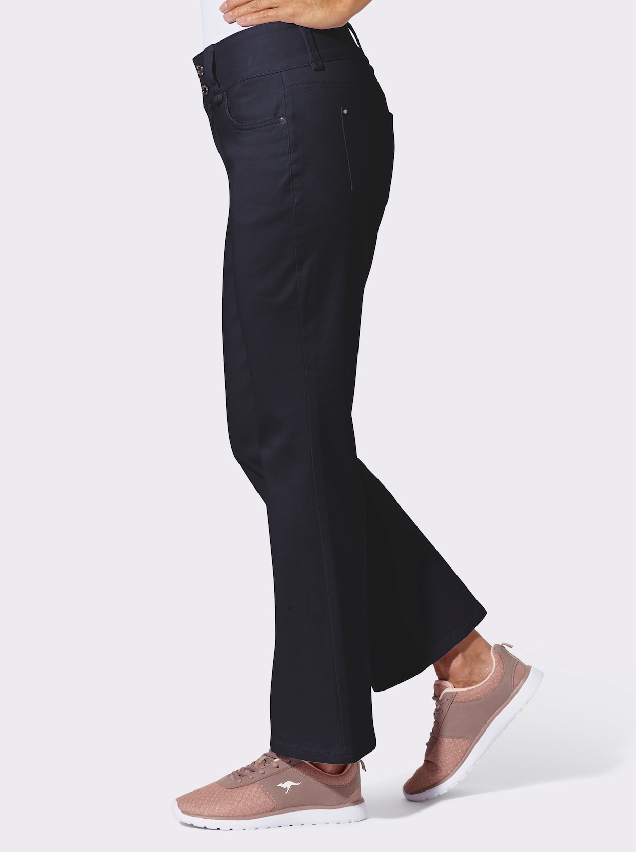 Bootcut-Jeans mit hoher Taille - marine