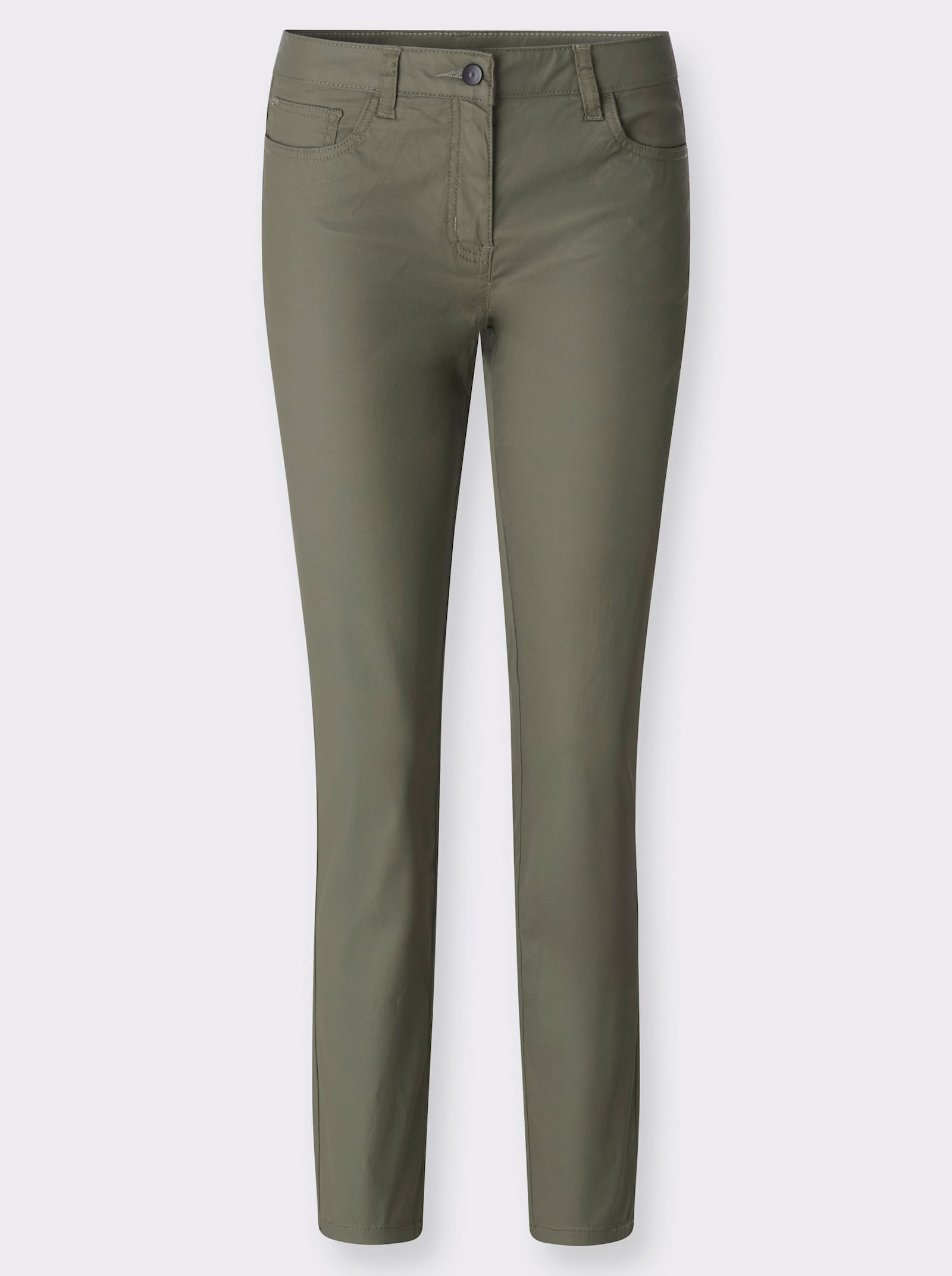 heine 5-Pocket-Hose mit Glanz-Beschichtung - khaki