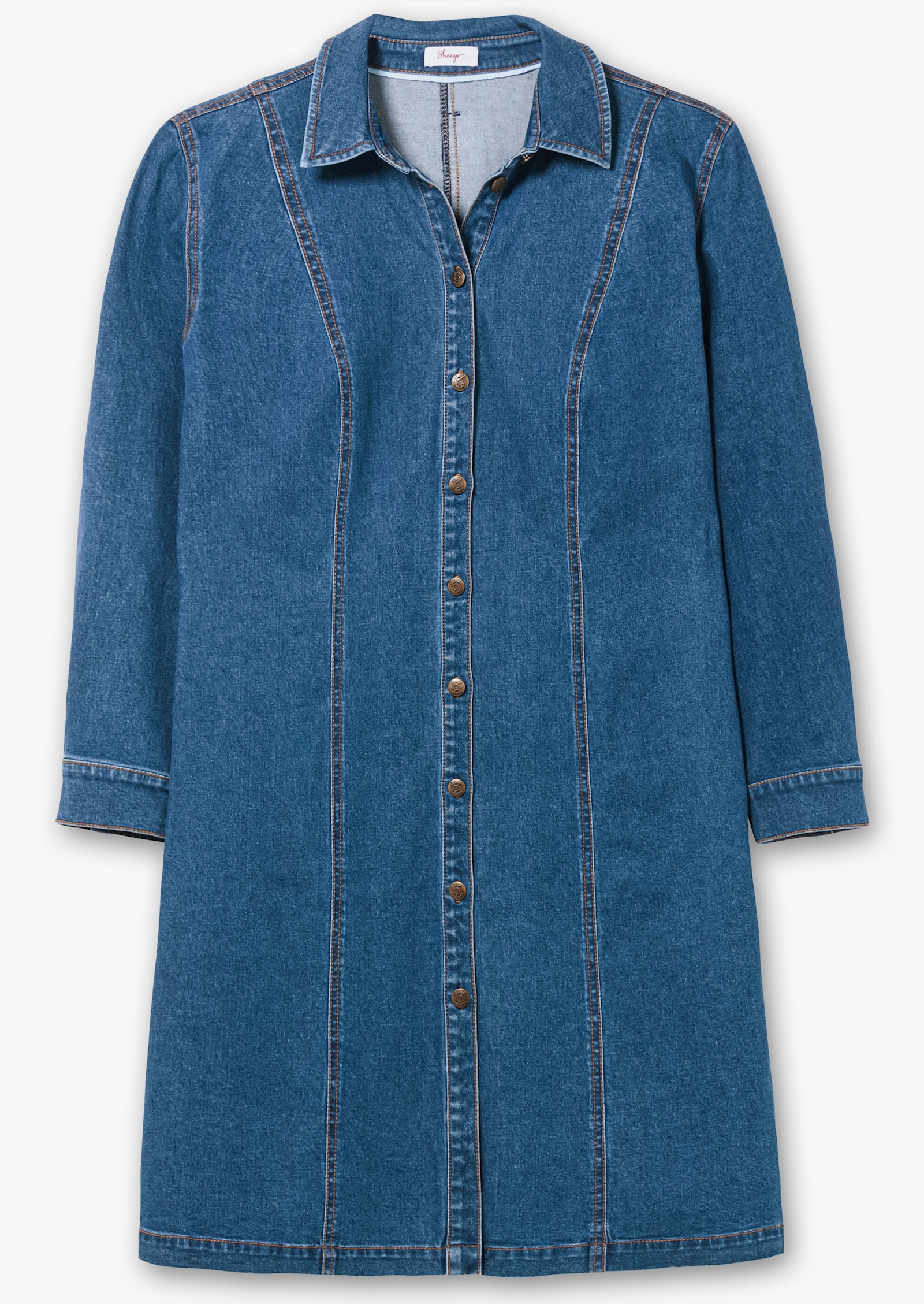 sheego Jeanskleid mit Druckknopfleiste - blue denim