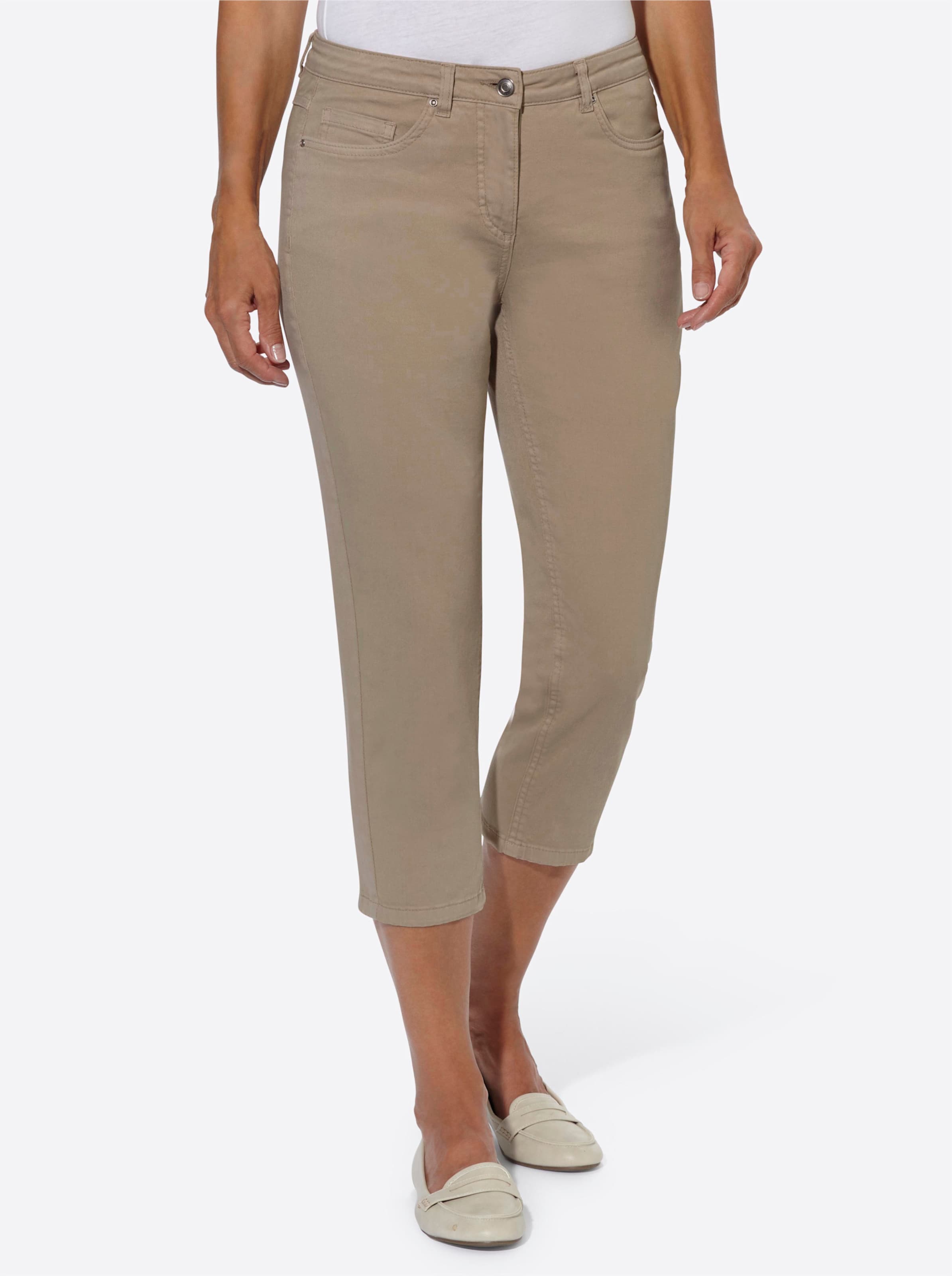 Casual Looks Damen Beige 3/4-Jeans Gr. 40, Normalgrößen, 98% Baumwolle, 2% Elasthan, Unifarben, 3/4-Länge, Jeans - Bild 2