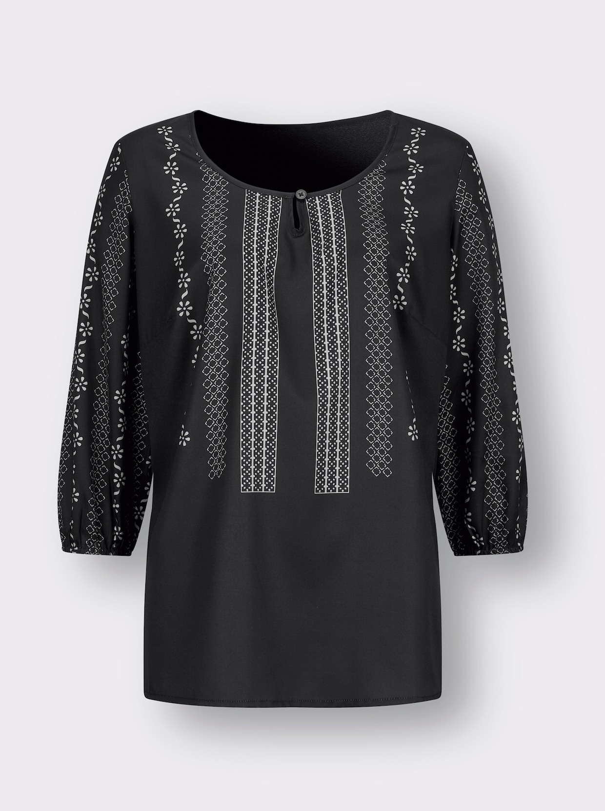 Comfortabele blouse - zwart/steengrijs