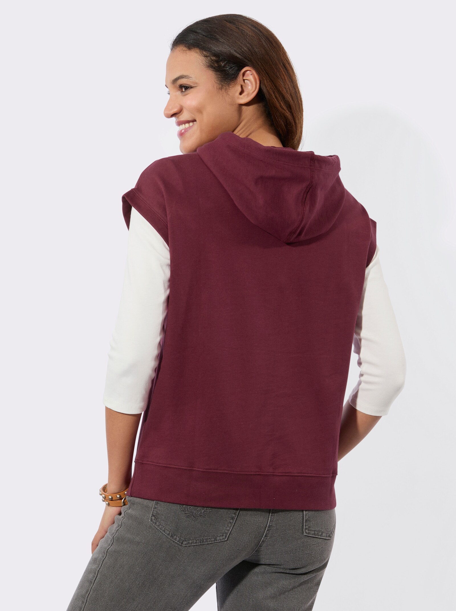 Kapuzenshirt mit Tunnelzug - bordeaux