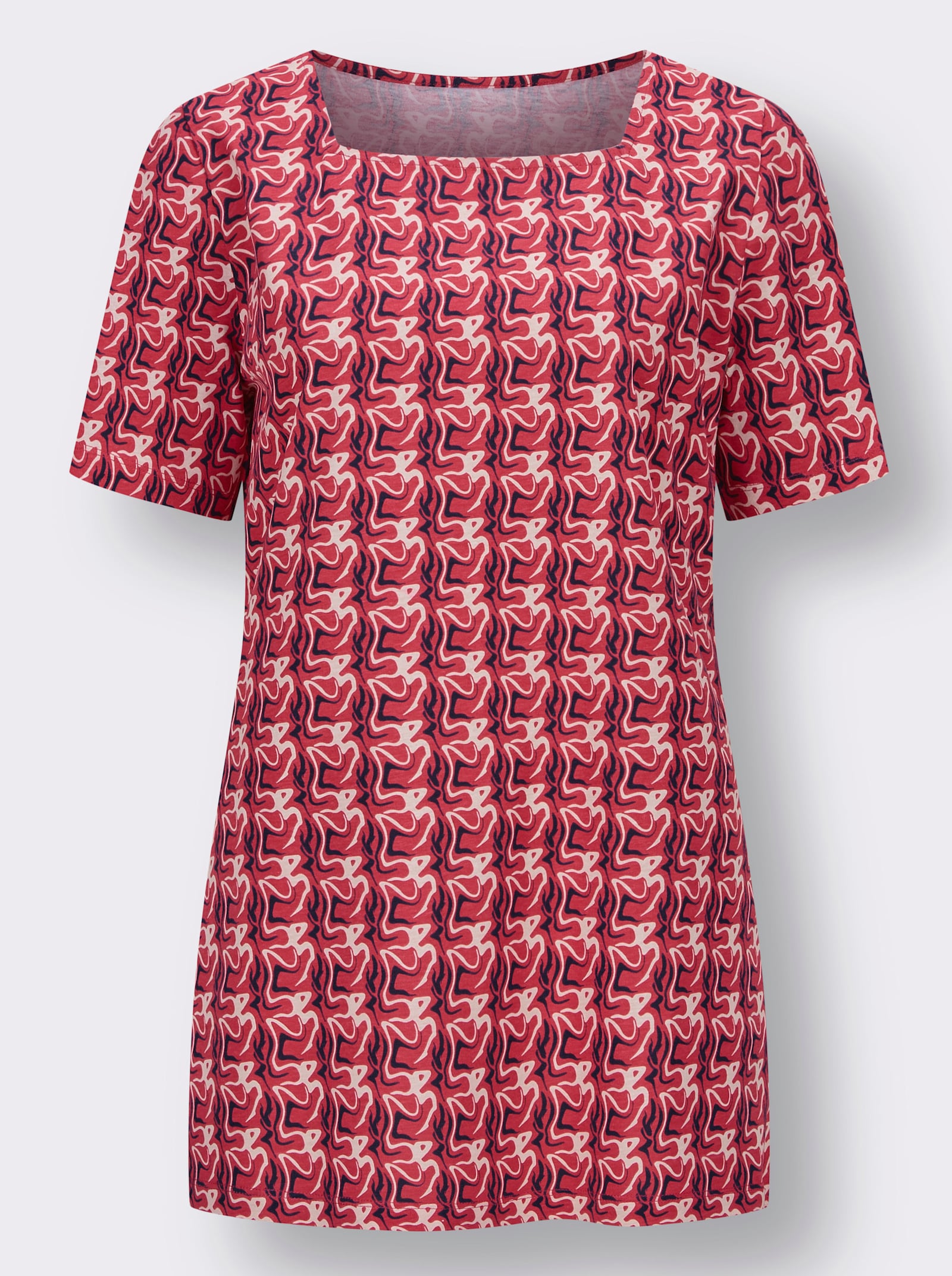 Longshirt im Marmor-Dessin - pink-marine-bedruckt