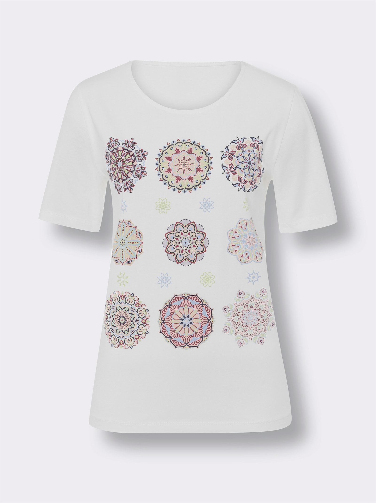 Shirt met korte mouwen en mandalaprint - ecru/ijsblauw