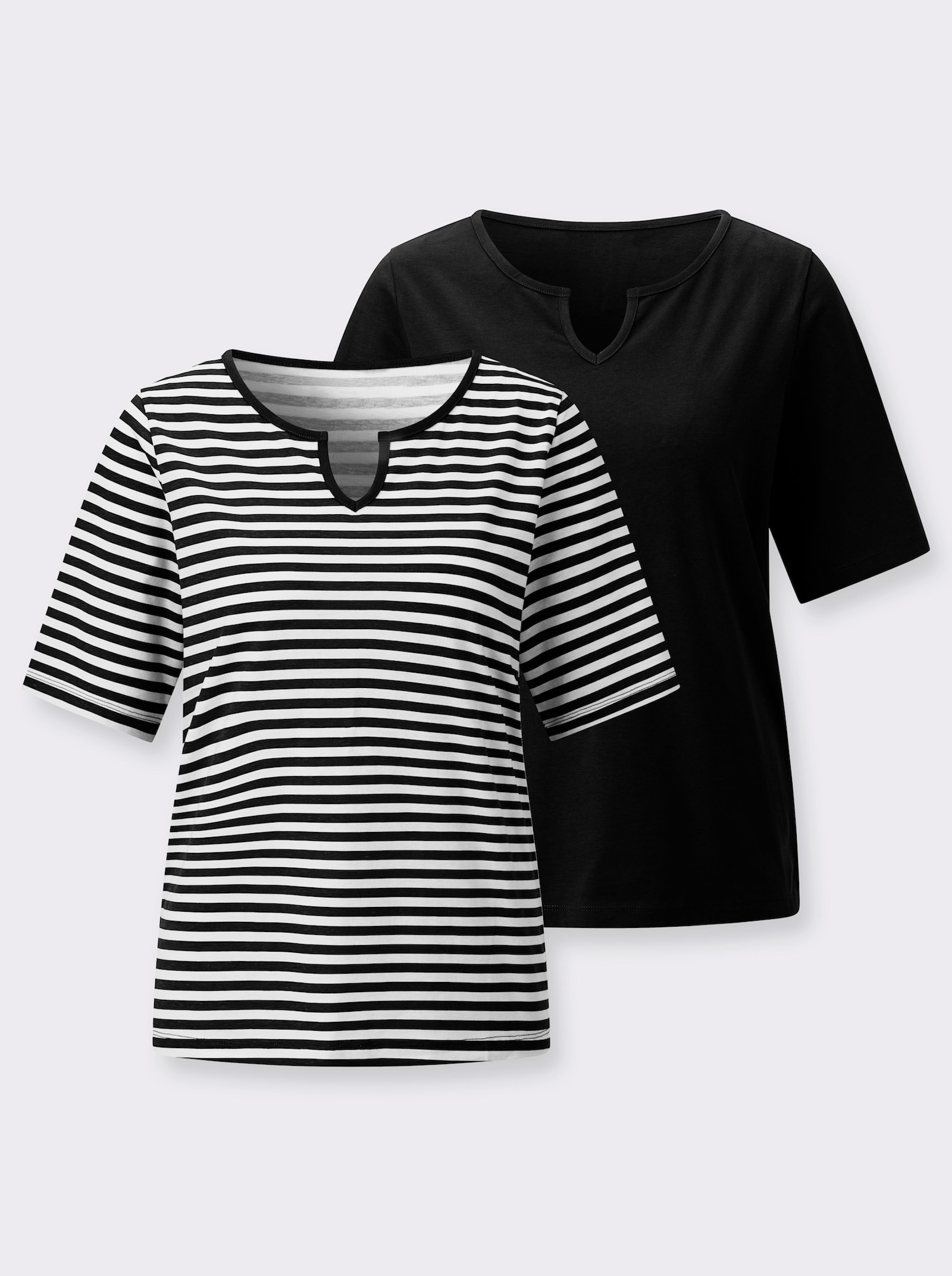 Shirt-Set mit kurzen Ärmeln - schwarz