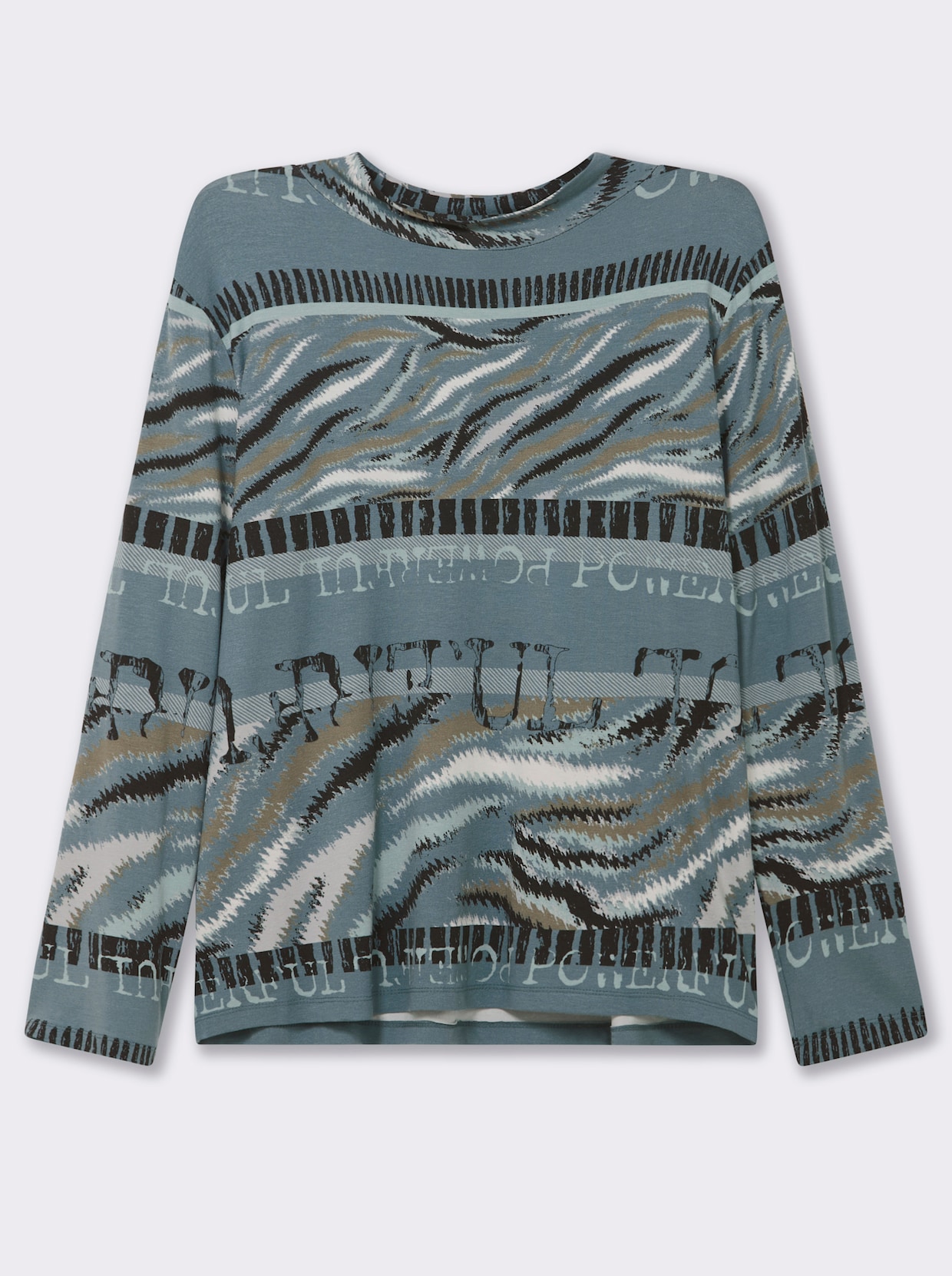 Stehkragenshirt im Grafik-Dessin - jade-graphit-bedruckt
