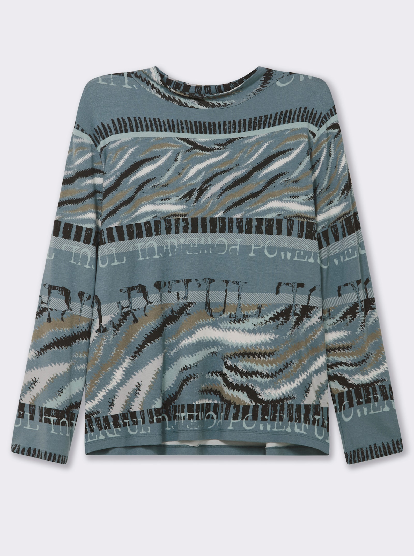 Stehkragenshirt im Grafik-Dessin - jade-graphit-bedruckt