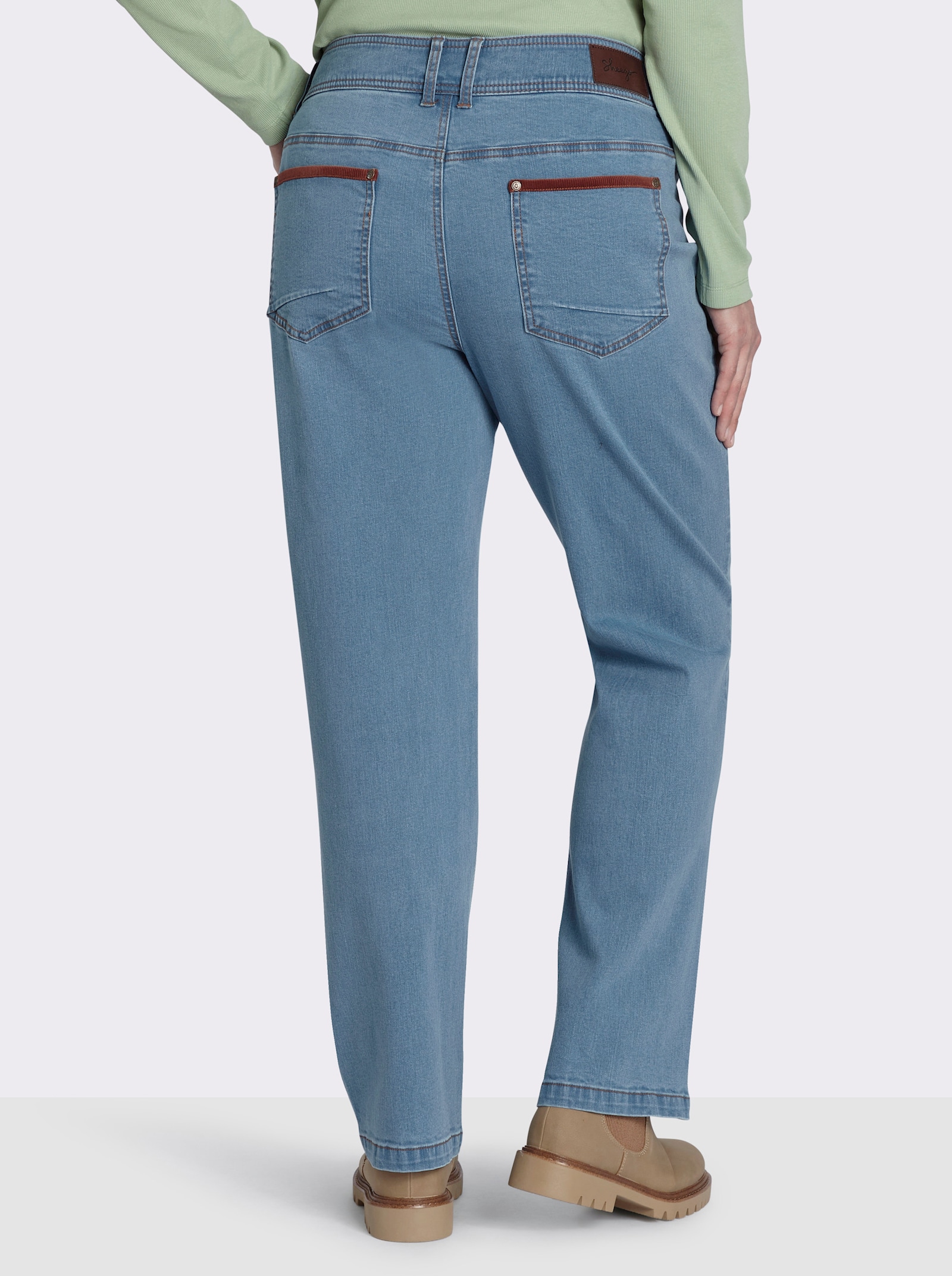 sheego Gerade Jeans für kräftigere Oberschenkel - blue-bleached