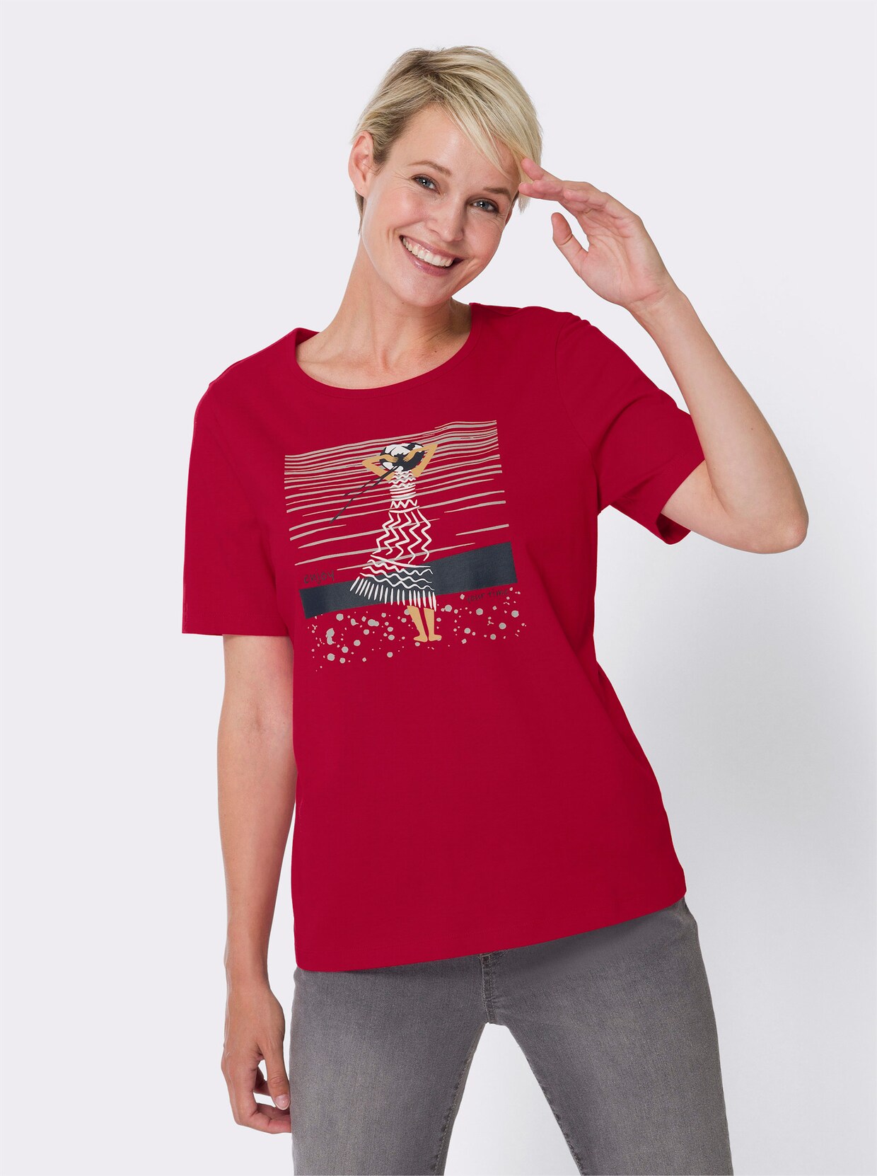 Shirt met korte mouwen - rood/steengrijs