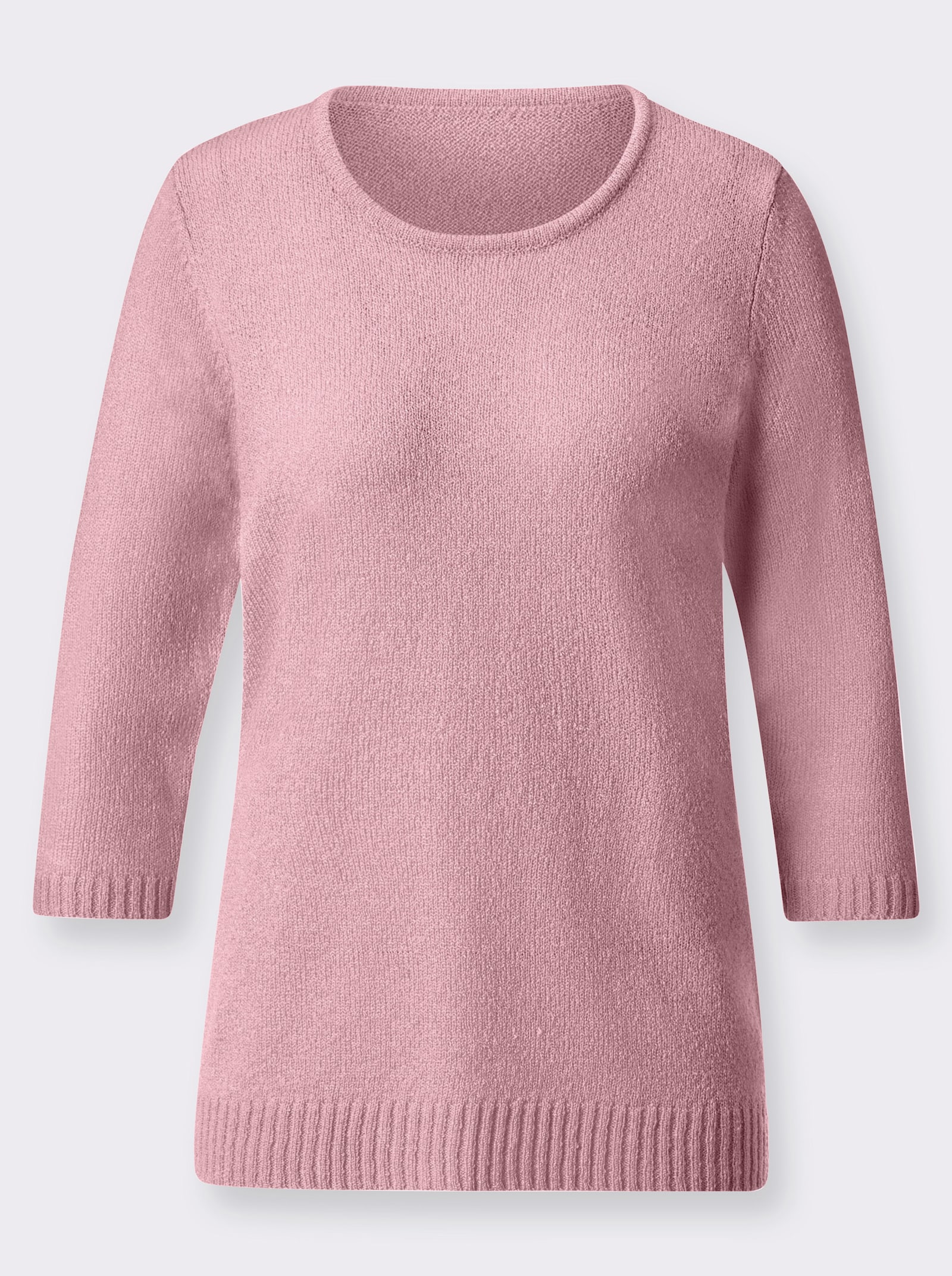 Bouclé-Pullover mit 3/4-Ärmeln - rosé