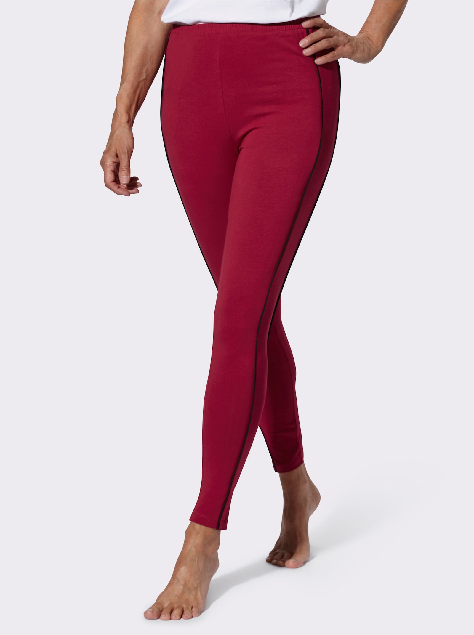 Leggings mit Kontrastpaspeln - kirsche