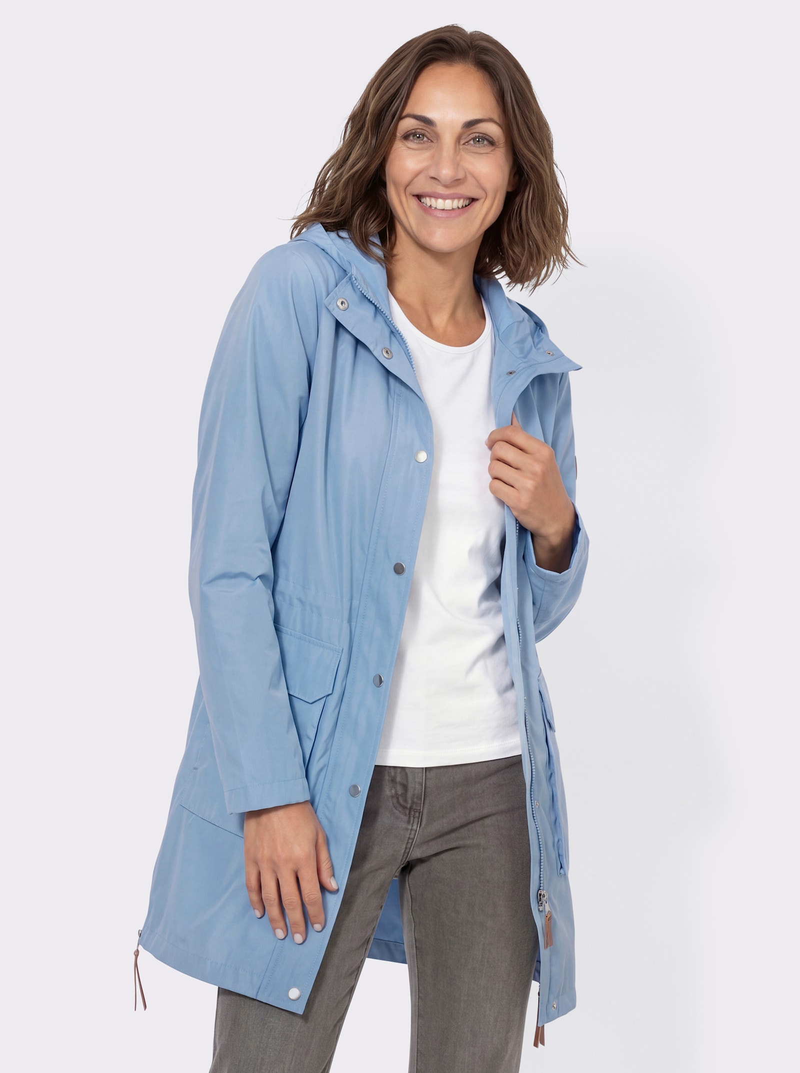 Outdoorjacke mit vielen Details - himmelblau